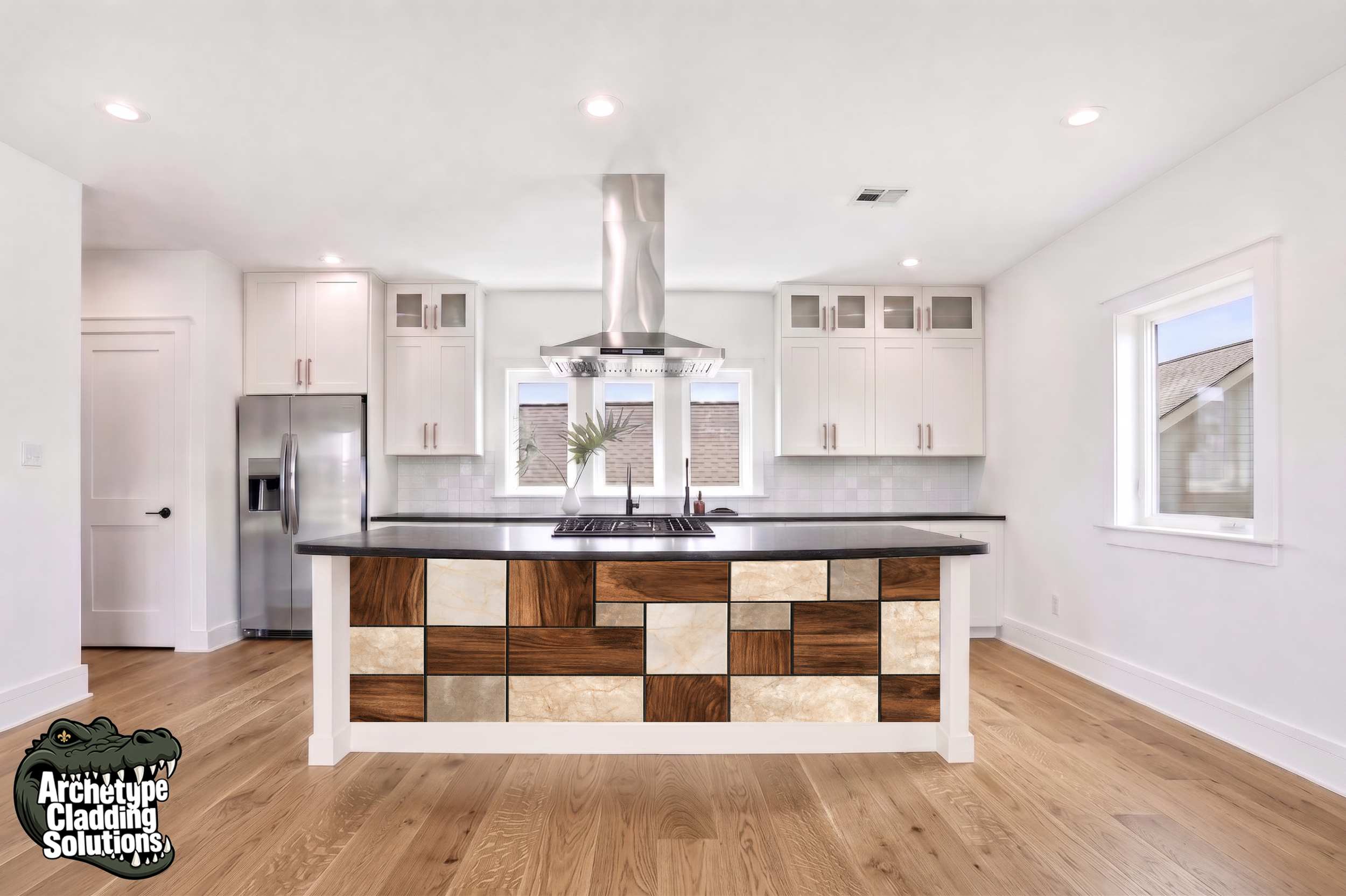 Walnut Cream Blocks – Architectural Kitchen Island Cladding