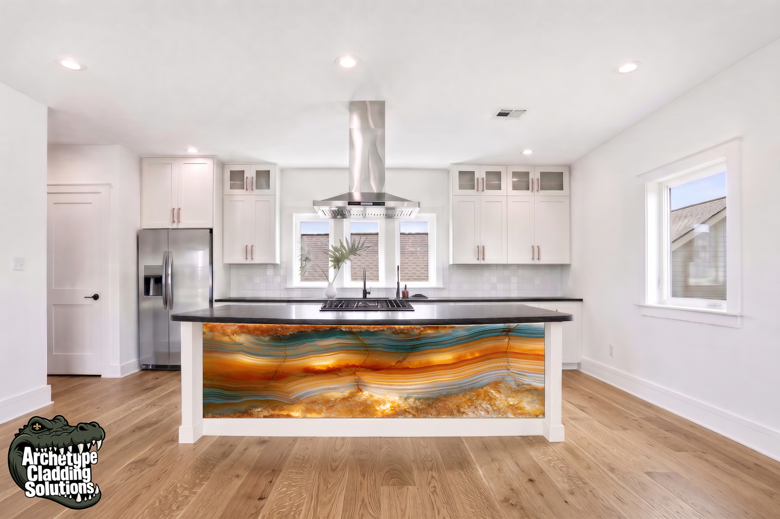 Sunset Agate – Architectural Kitchen Island Cladding