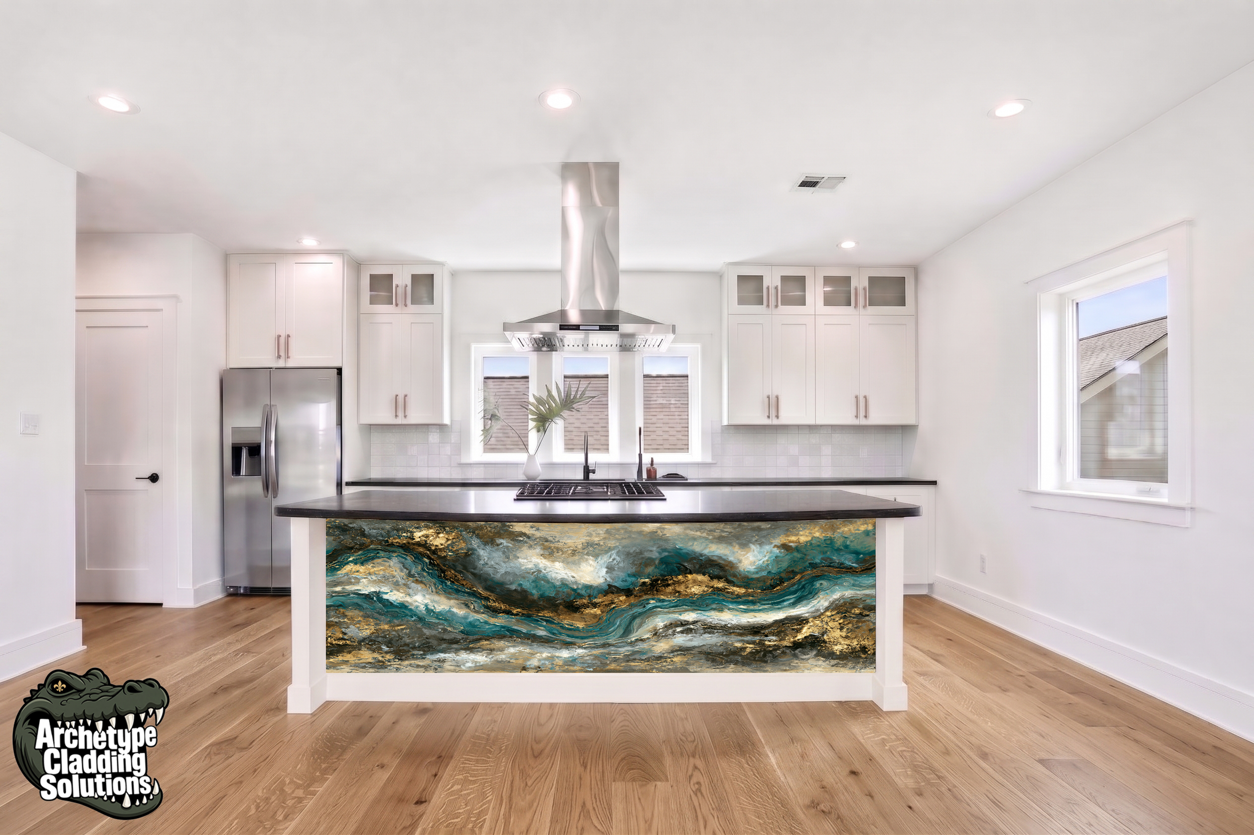 Aqua Gilded Tide – Architectural Kitchen Island Cladding