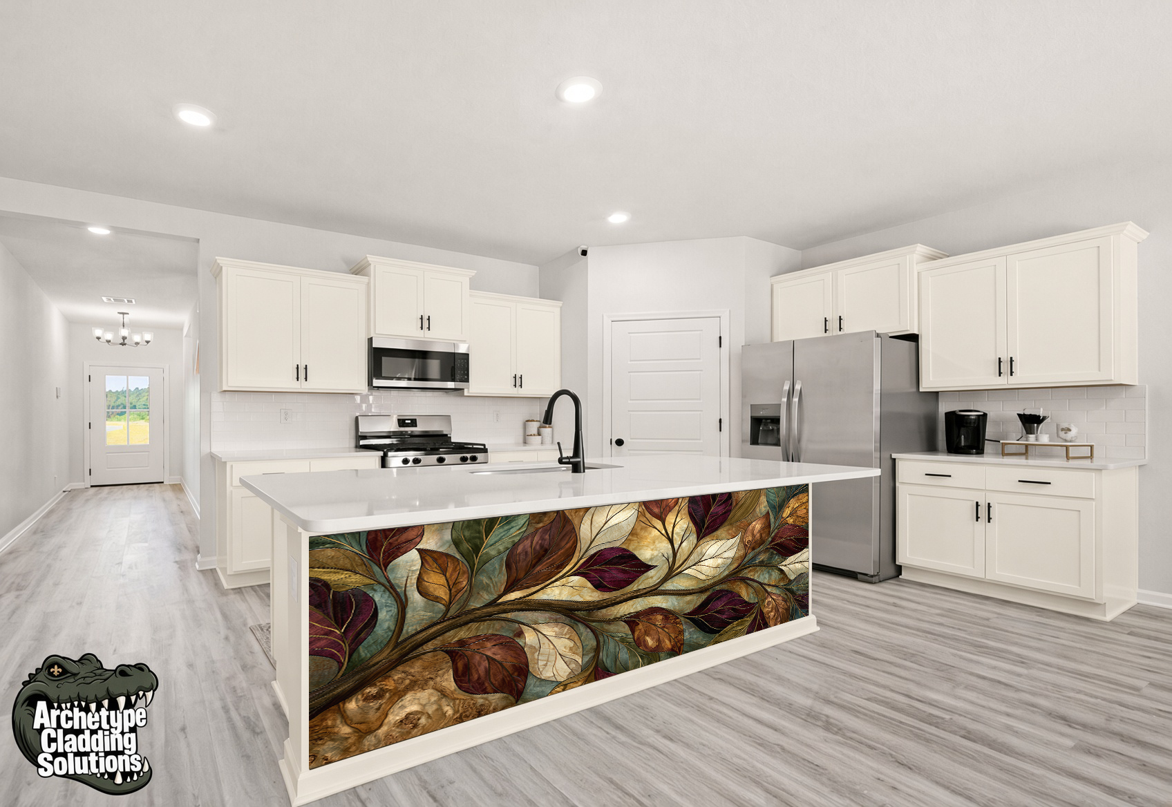 Autumn Vine Inlay II – Architectural Kitchen Island Cladding