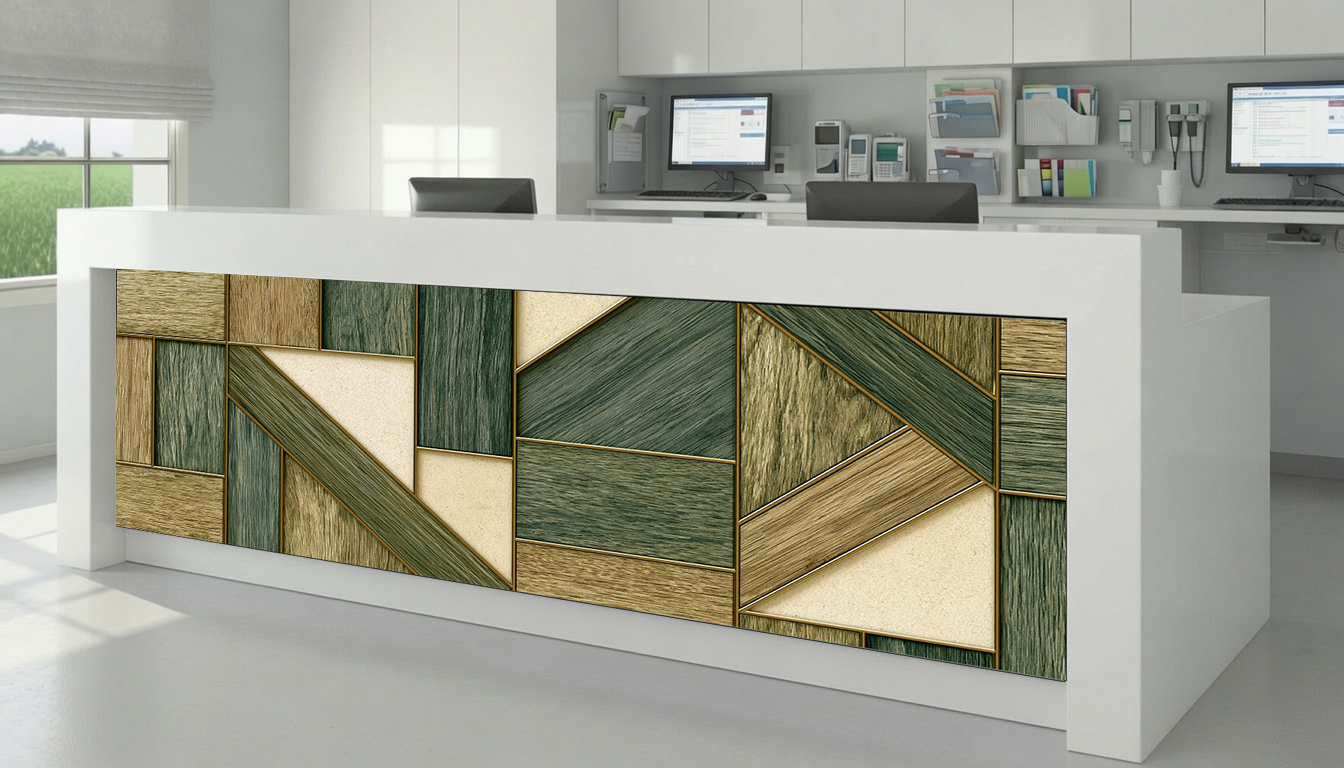 Moss & Olive Diagonal Wood Marquetry – Architectural Cladding Panels