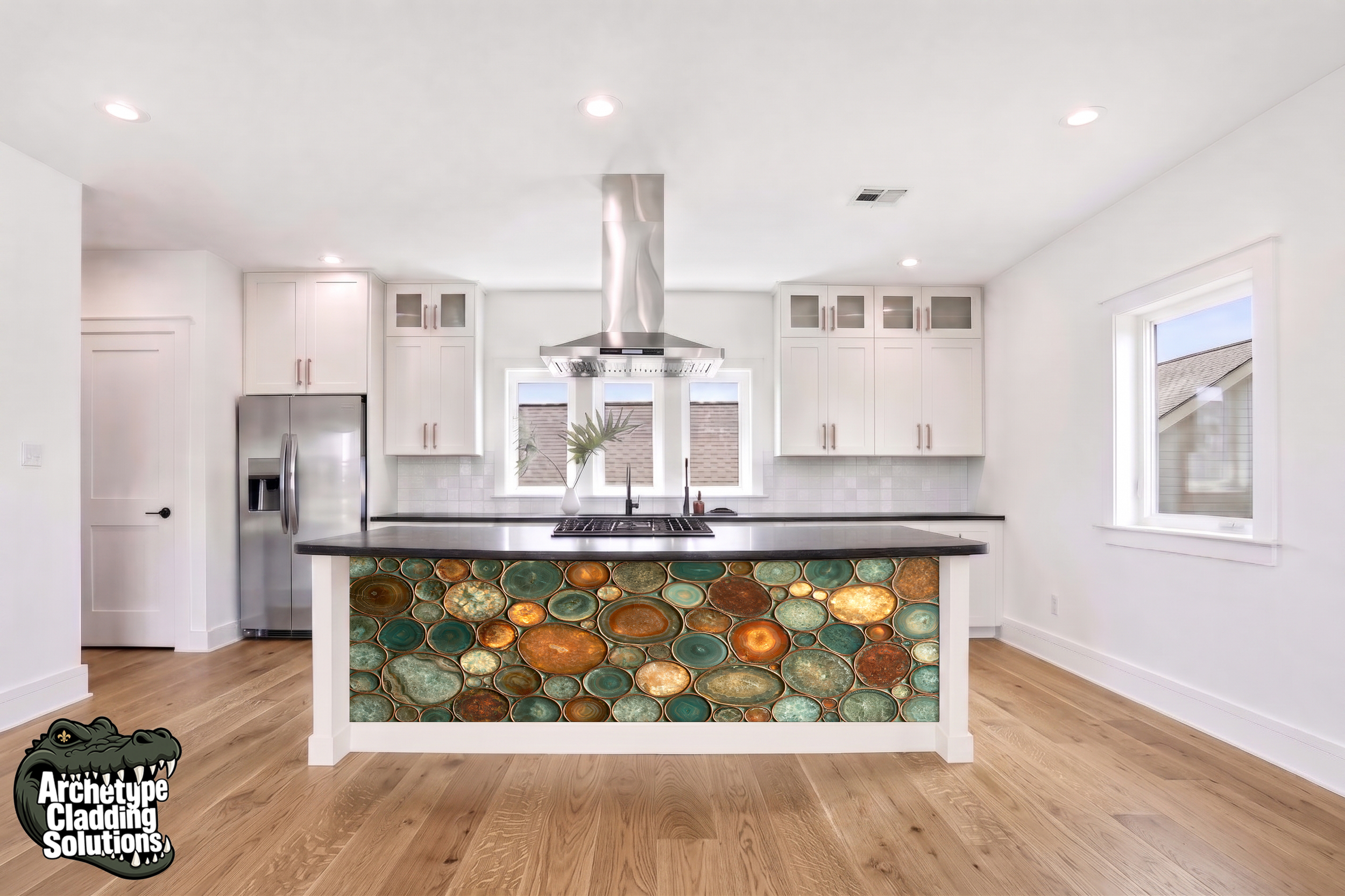 Agate Cabochon Mosaic – Architectural Kitchen Island Cladding
