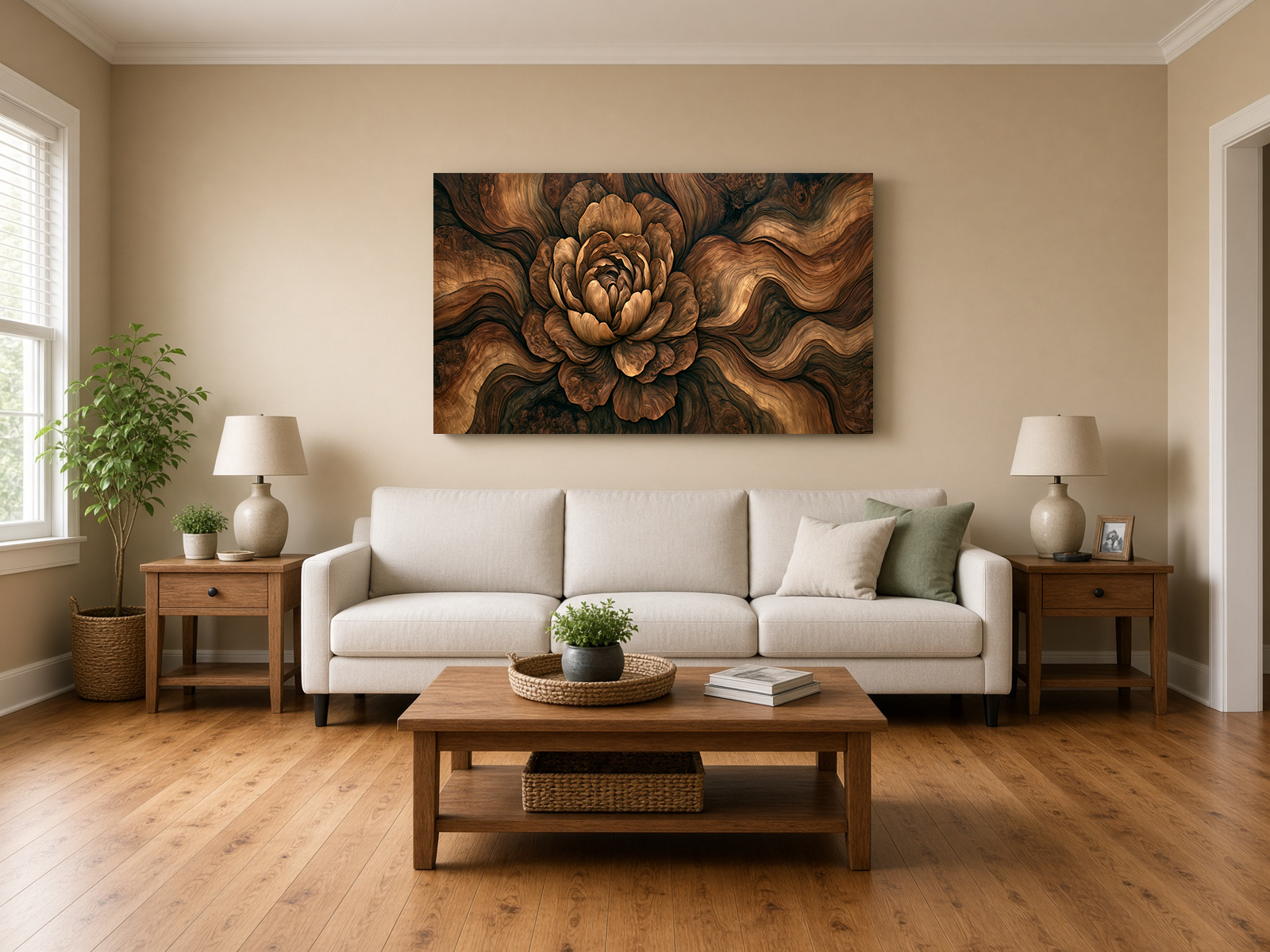 Carved Wood Intarsia Magnolia Wall Art Print