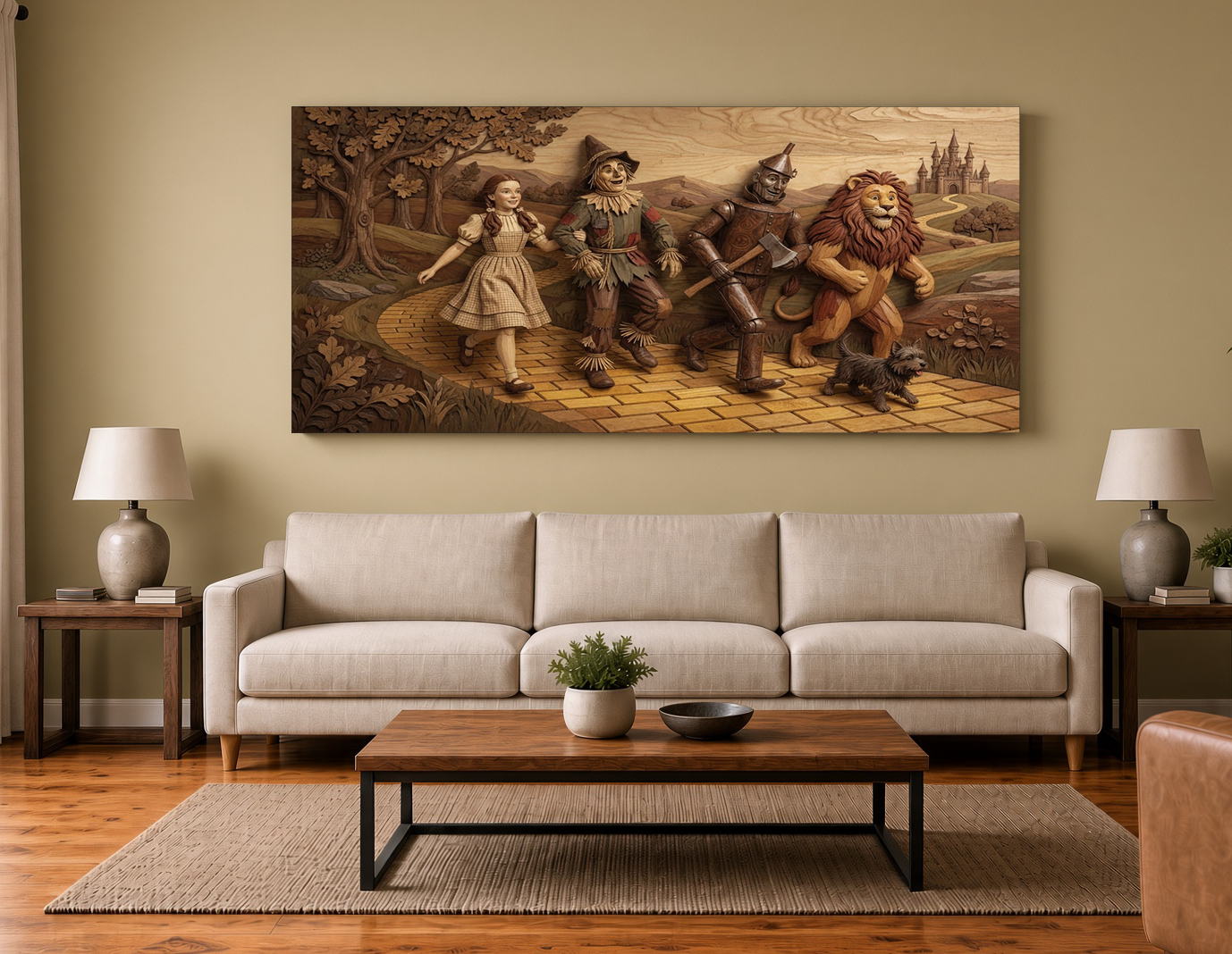 Wood Intarsia Wizard of Oz Storybook Wall Art Print