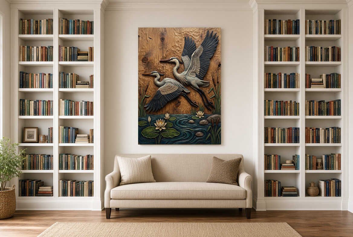 Two Herons Over the Lilies