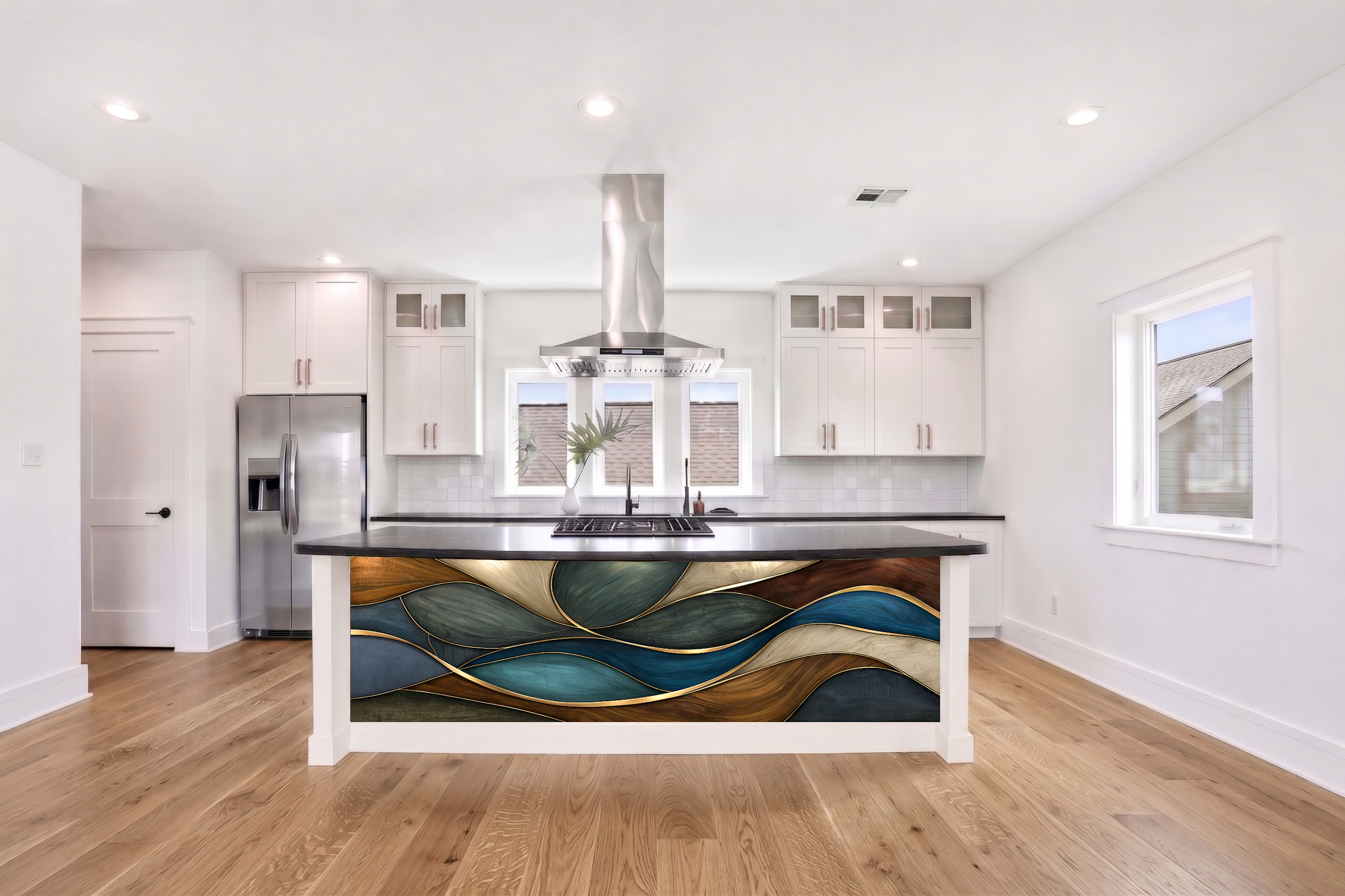Emerald Green & Walnut Geometric Chevron – Architectural Cladding Panels