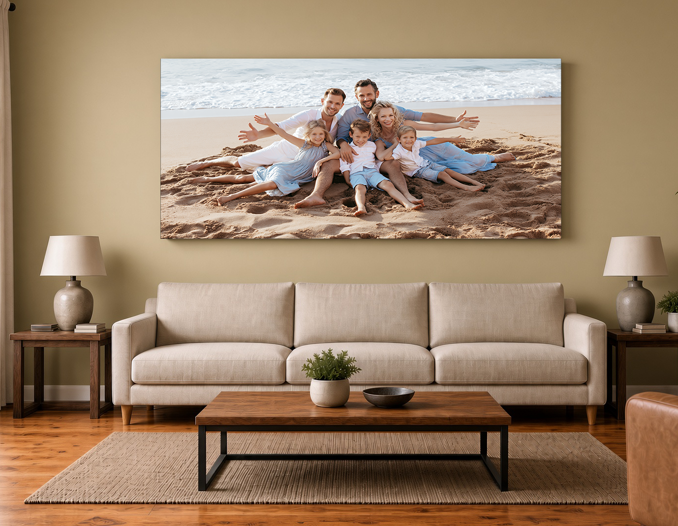 Custom Family & Vacation Portrait: Fine Art Panoramic Wall Canvas