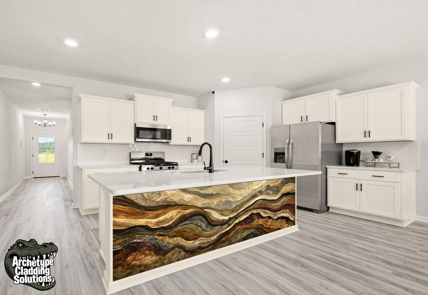 Amber Gold & Espresso Fluid Wave Strata – Architectural Cladding Panels