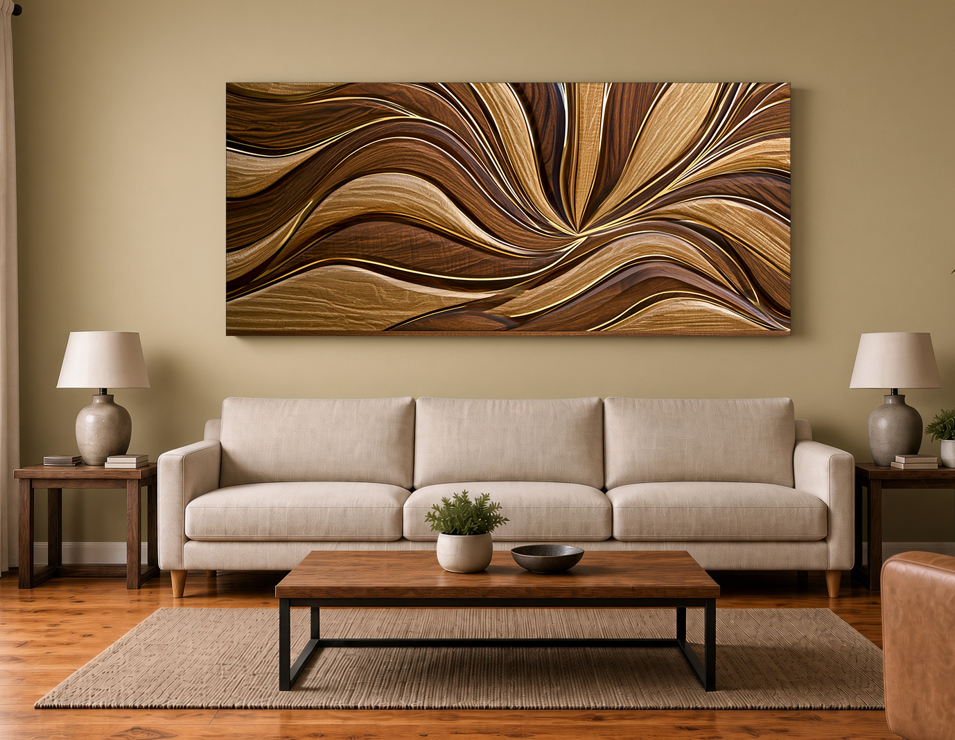 Pillowed Veneer Swirls: Sculptural Wood Marquetry