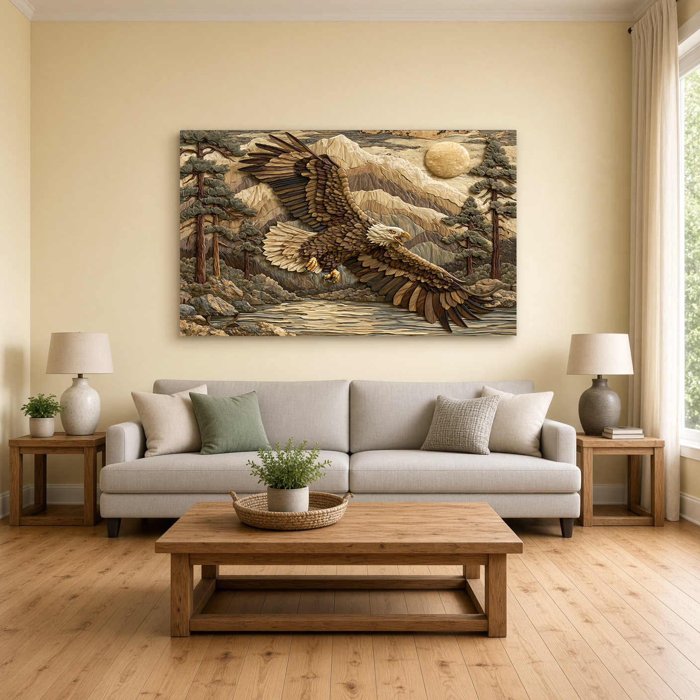 Eagle Over Mountain River – Fine Art Wall Panel IV