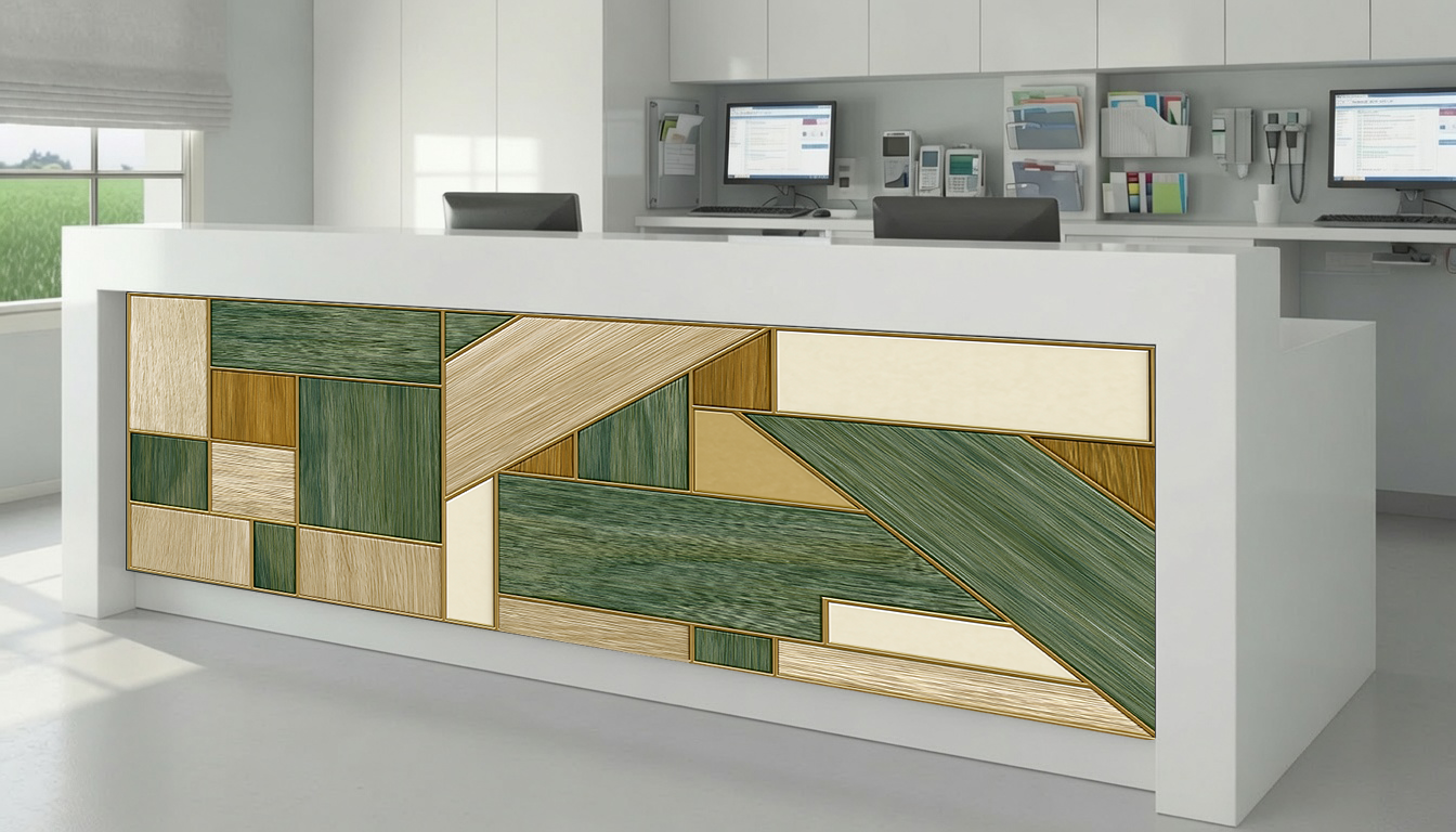 Moss & Olive Diagonal Wood Marquetry II – Architectural Cladding Panels