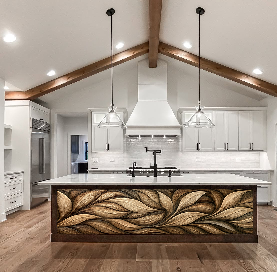 Sculpted Foliage Ribbon – Architectural Kitchen Island Cladding