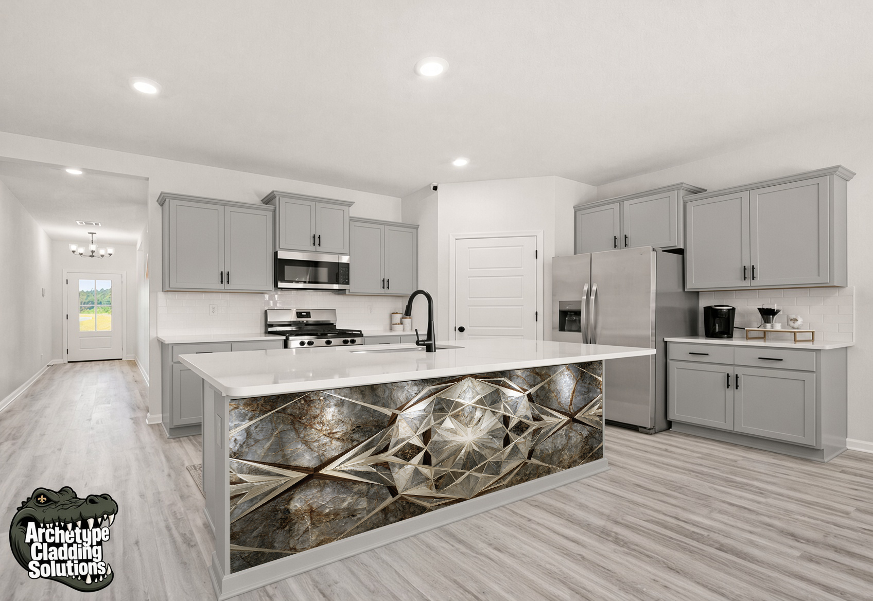 Crystal Facet Marble – Architectural Kitchen Island Cladding