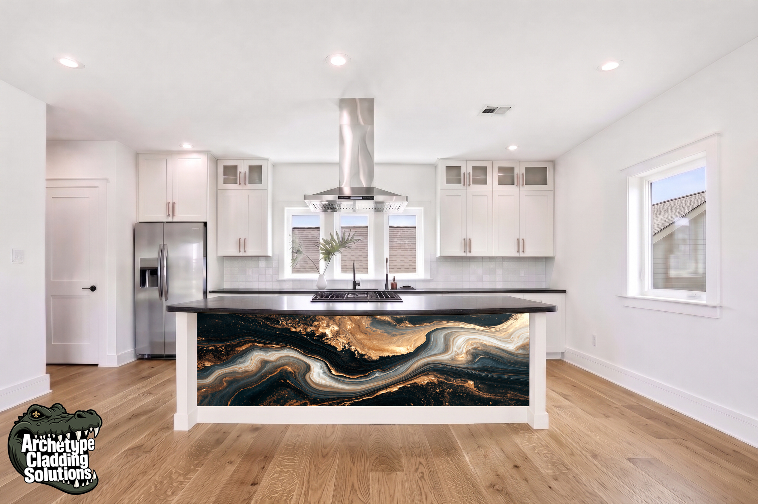 Galaxy Gold Marble – Architectural Kitchen Island Cladding