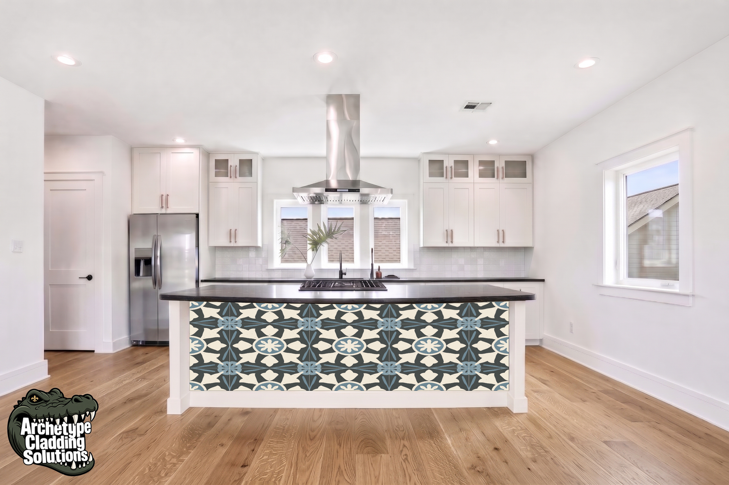 Blue Encaustic Tile – Architectural Kitchen Island Cladding
