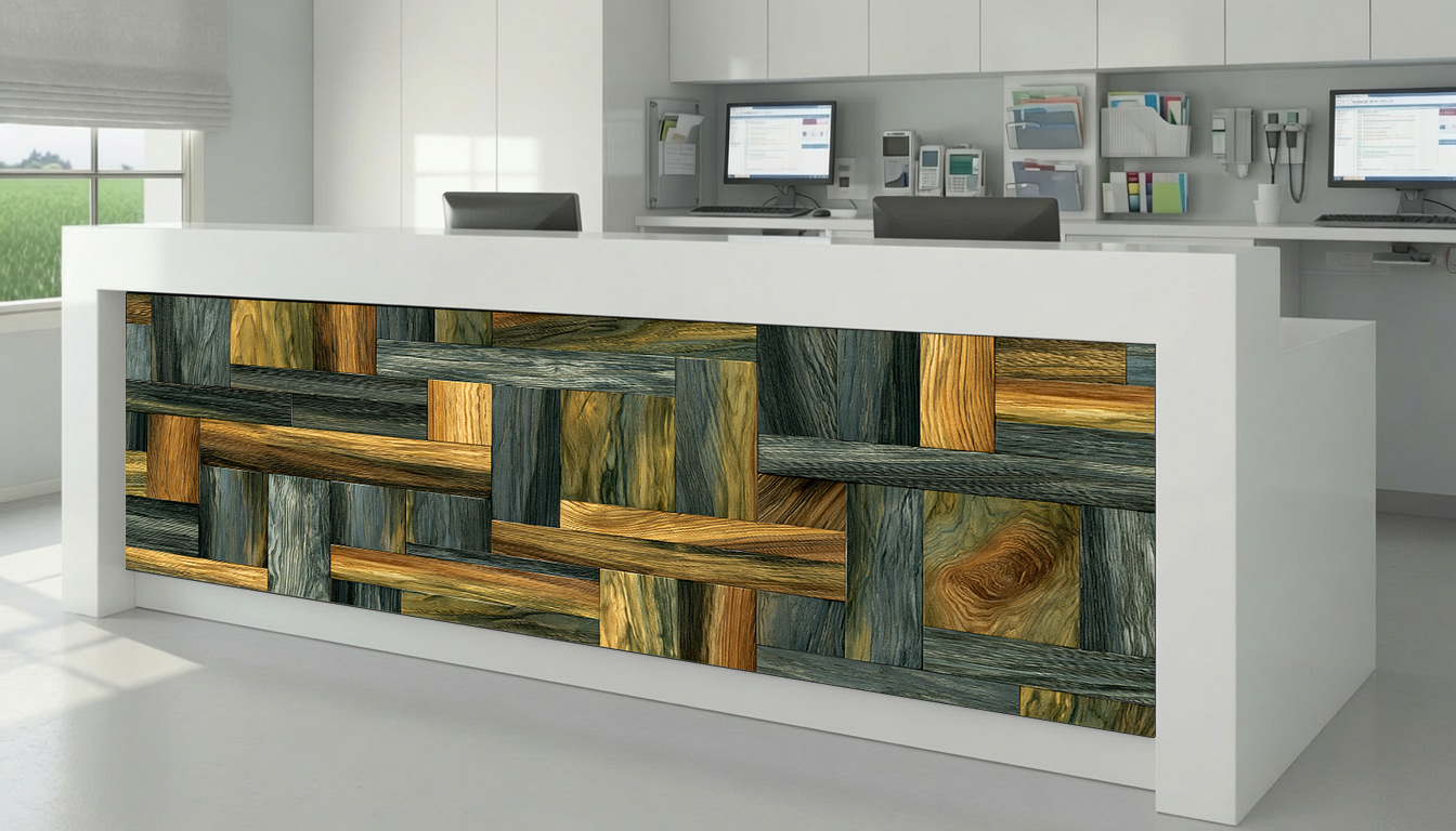 Calico Elm & Hand-Dyed Wood Marquetry – Architectural Cladding Panels