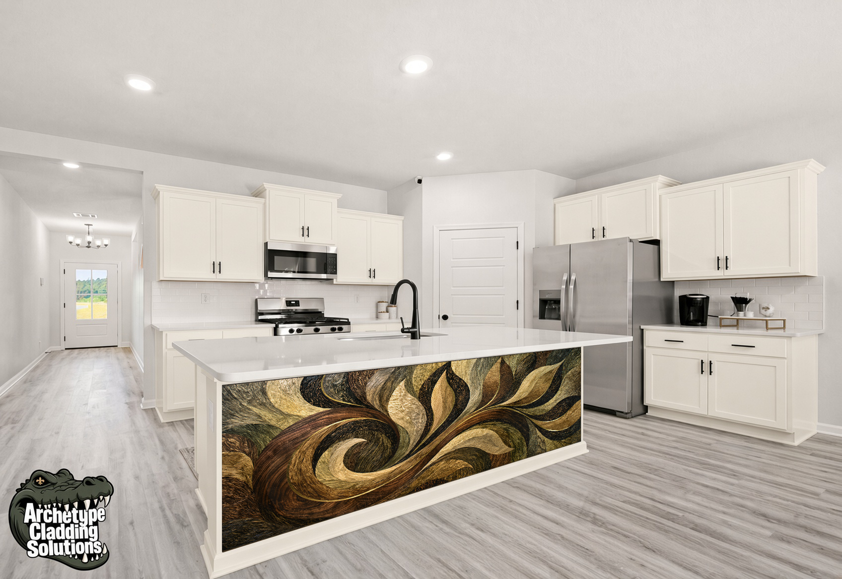 Amber Gold & Olive Fluid Wave Strata II – Architectural Cladding Panels