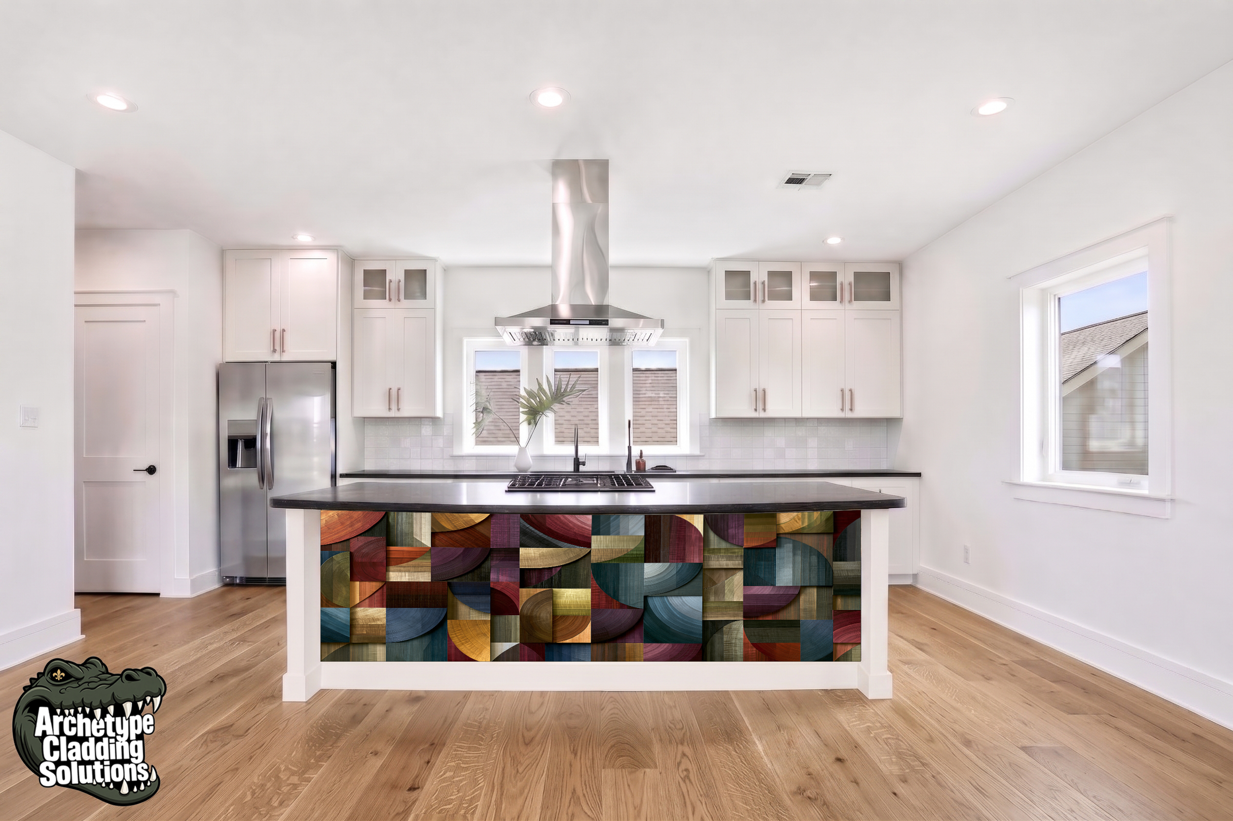 Aniline Arc Veneer – Architectural Kitchen Island Cladding
