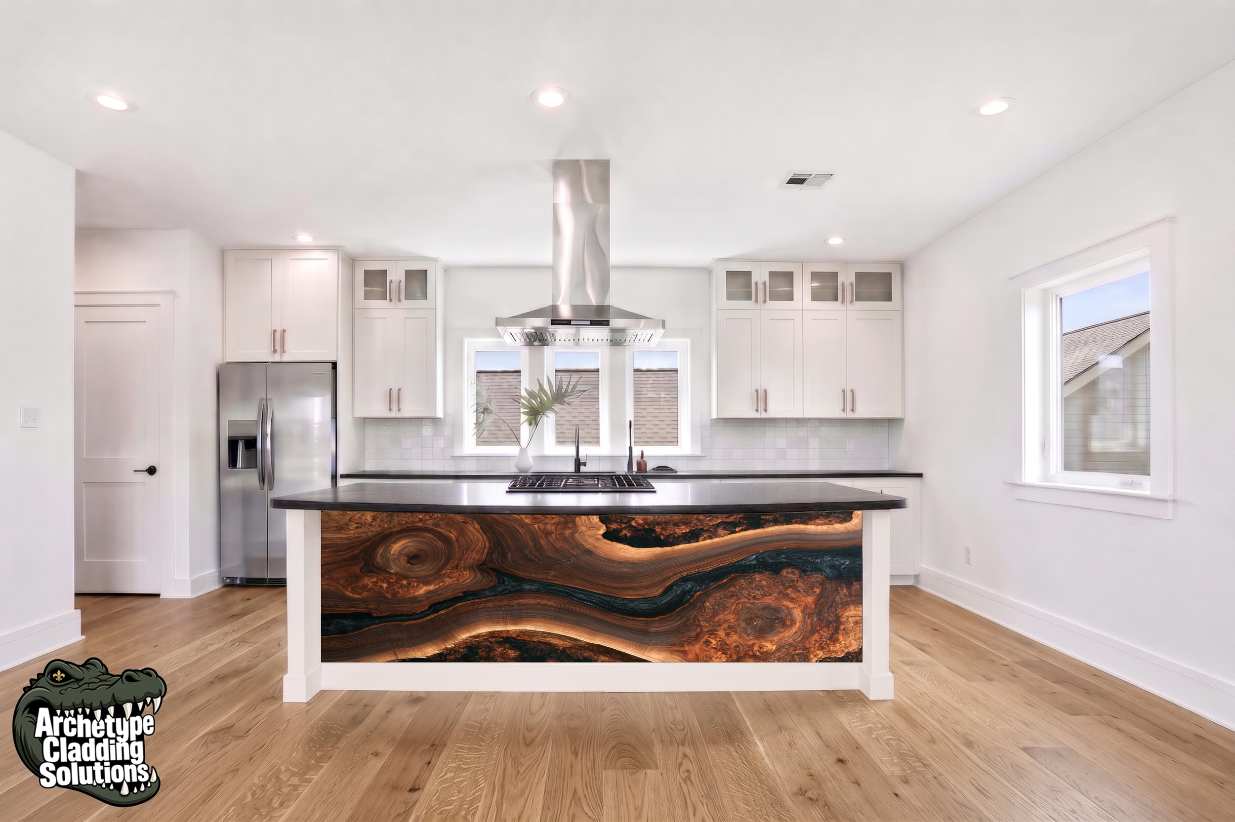 Walnut River Burl III – Architectural Kitchen Island Cladding