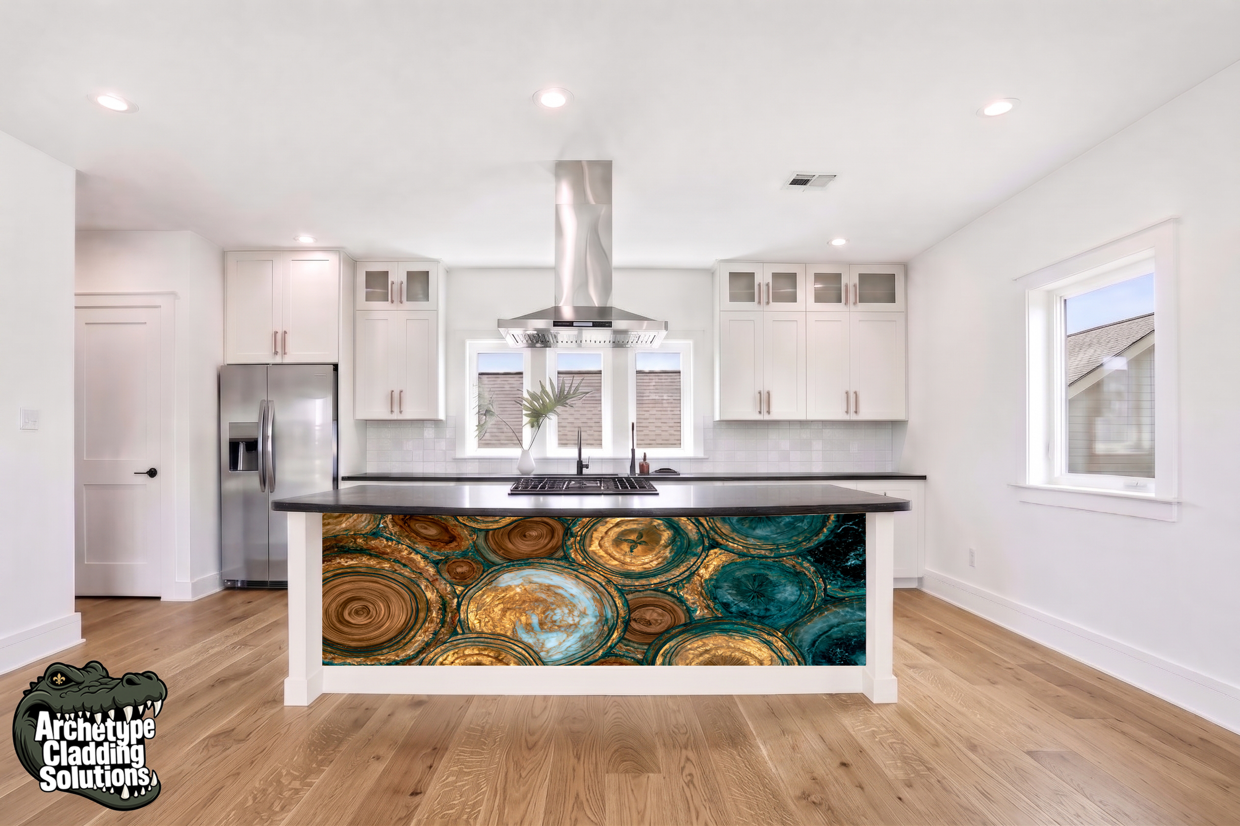 Gold Agate Rings – Architectural Kitchen Island Cladding