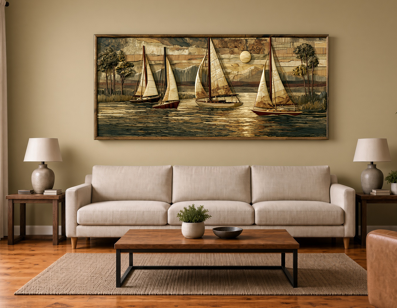 Sailboats on the Lake: Wood Intarsia II