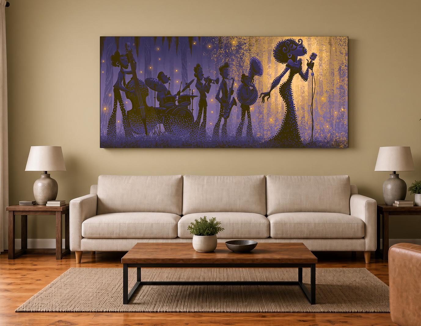 Bayou Jazz Diva & Ensemble Perforated Silhouette Wall Art Print III