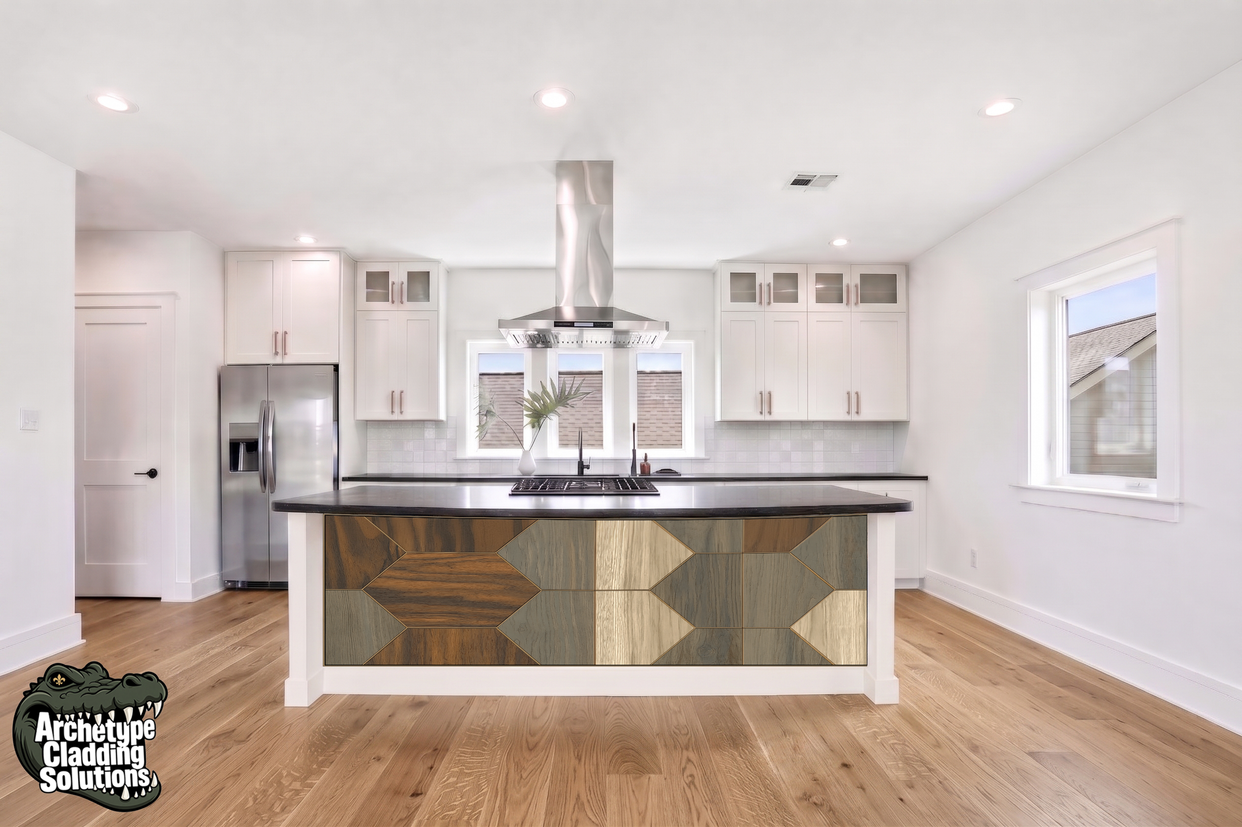 Chevron Wood Inlay – Architectural Kitchen Island Cladding