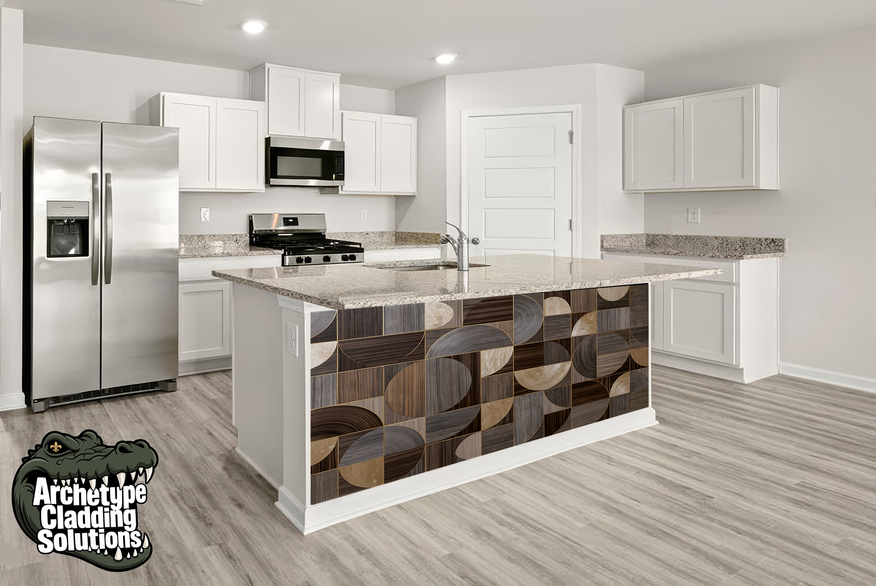 Smoke Quarter Grid – Architectural Kitchen Island Cladding