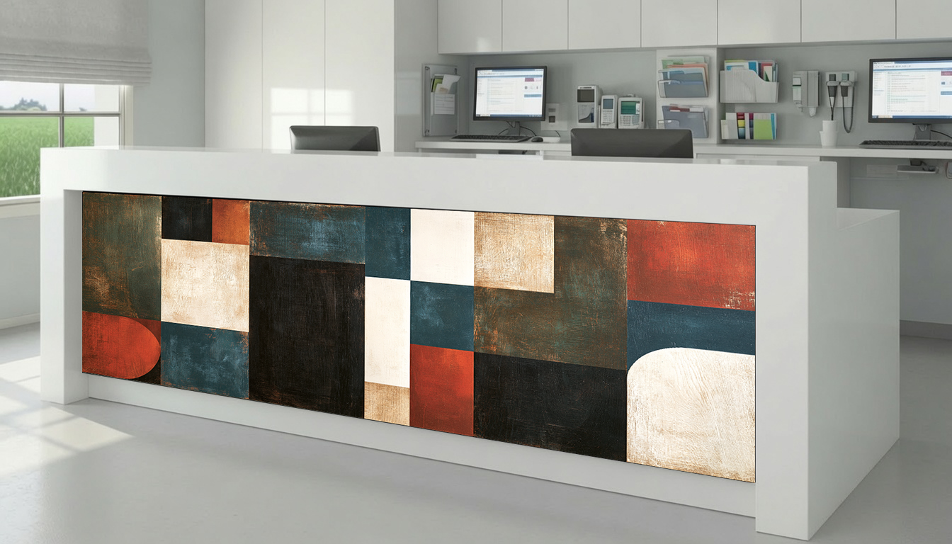 Slate Teal & Amber Modular Block Mosaic – Architectural Cladding Panels