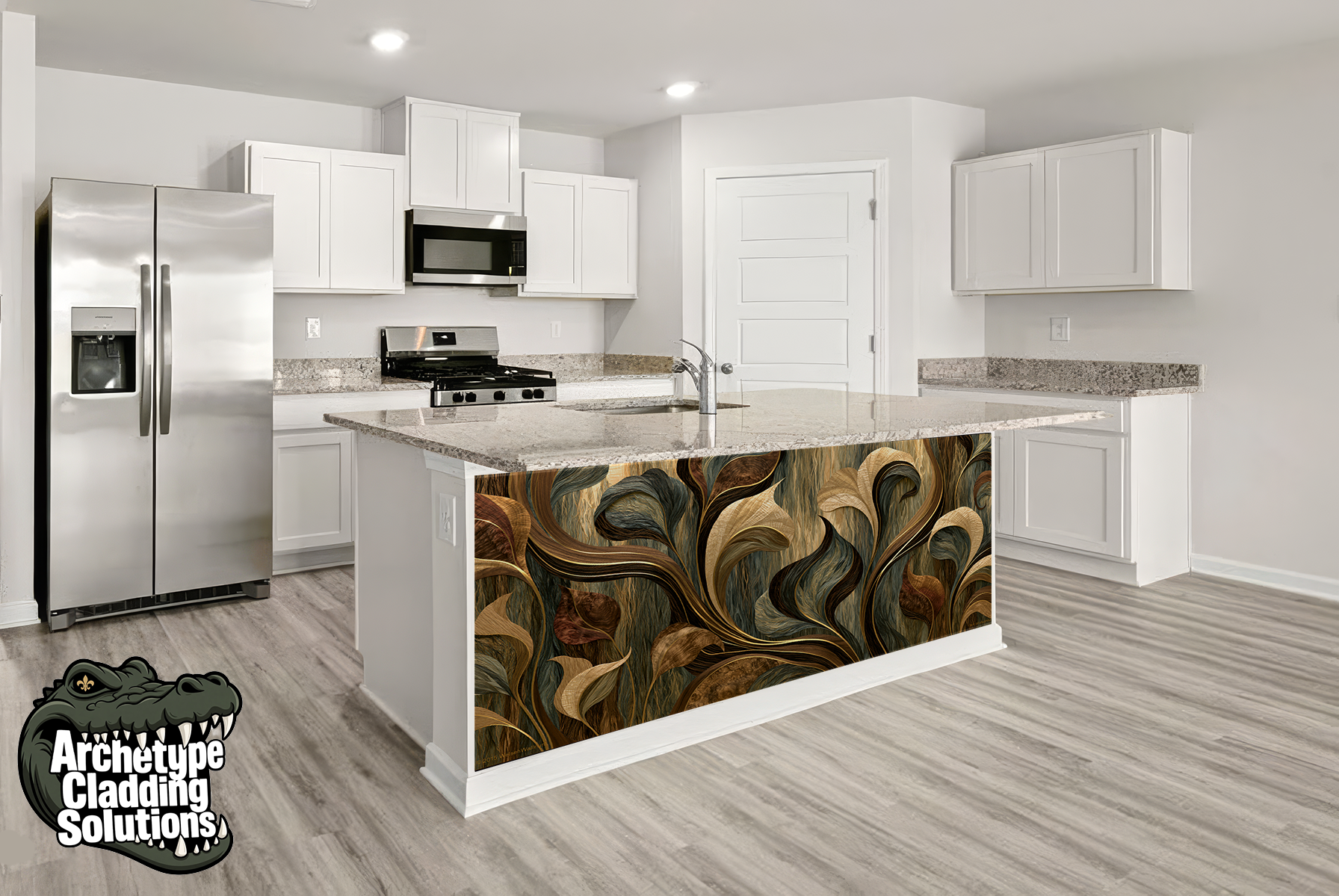 Bronze Calla Swirl – Architectural Kitchen Island Cladding