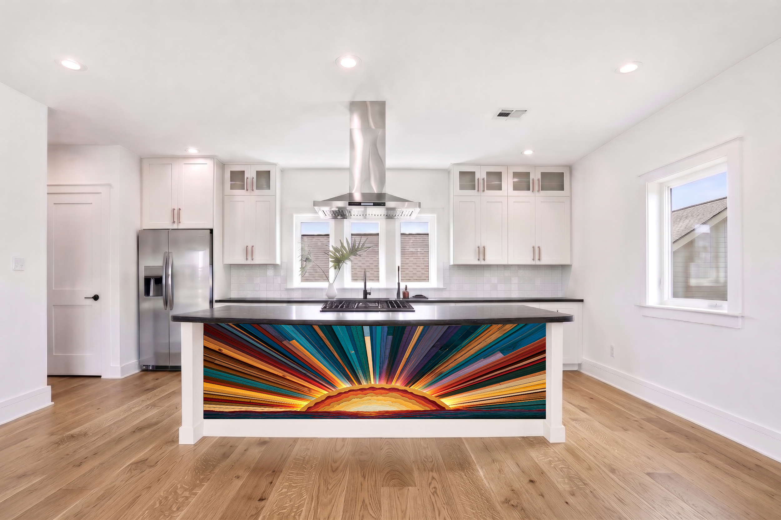 Vibrant Sunrise Sunburst Mosaic – Architectural Cladding Panels
