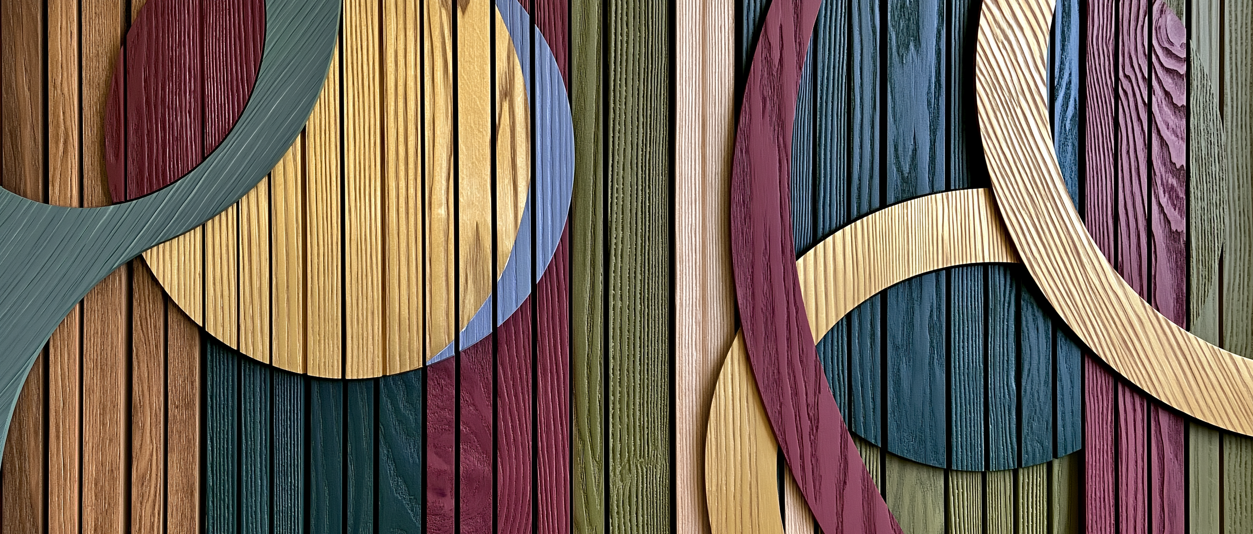 Plum, Ochre & Dusty Rose Ribbon Wave Strata – Architectural Cladding Panels