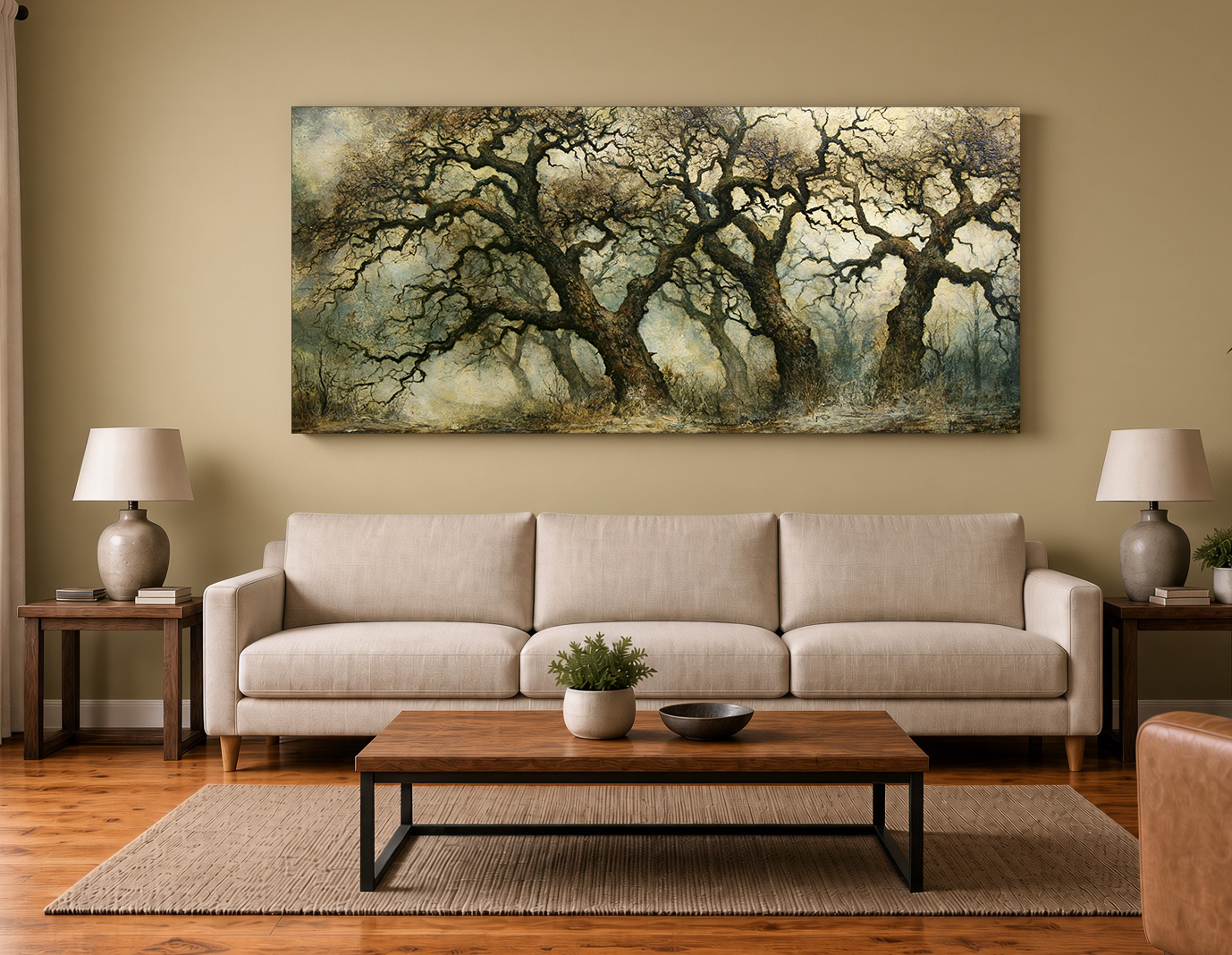 Painterly Winter Live Oaks Landscape Fine Art Print