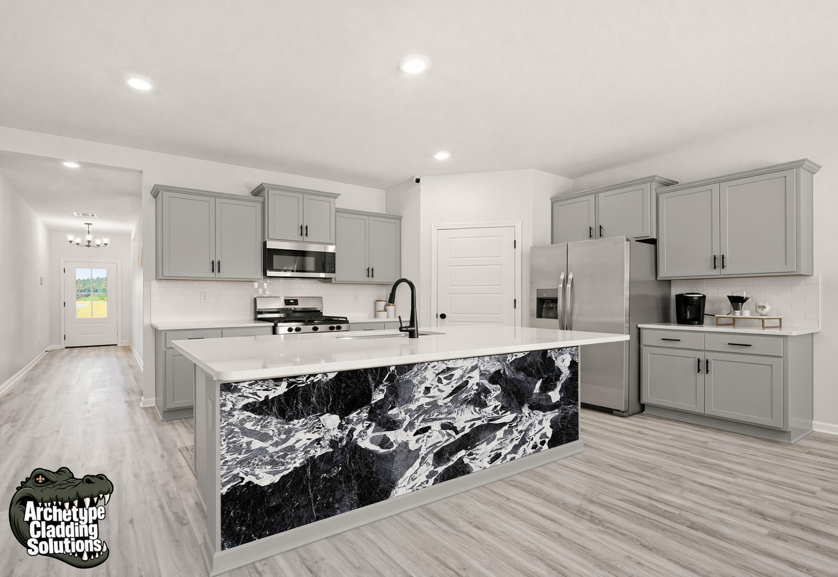 Nero Marquina Breccia – Architectural Kitchen Island Cladding