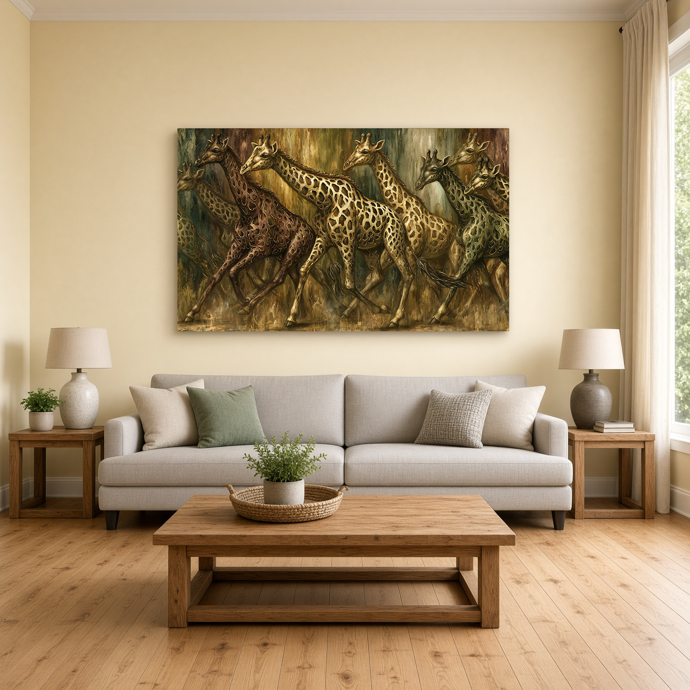 Prismatic Earth Procession: Giraffe Herd – Fine Art Wall Panel