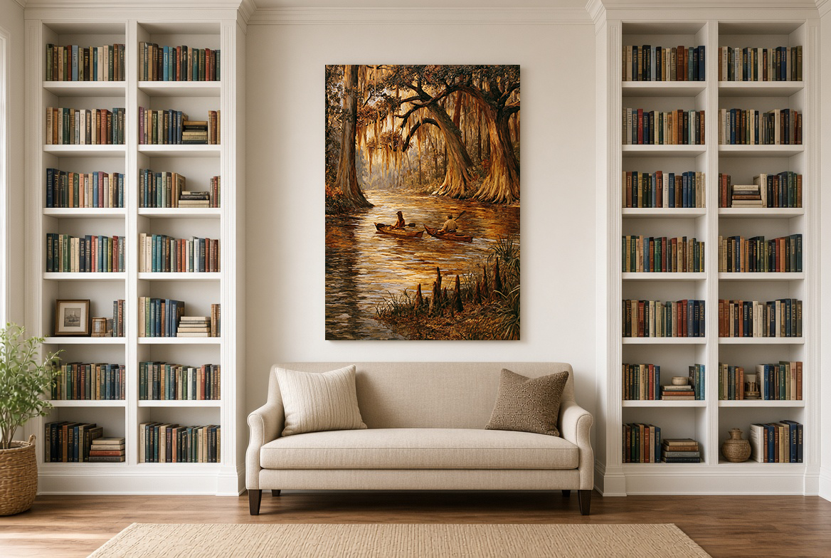 Two Boats on Gold Water