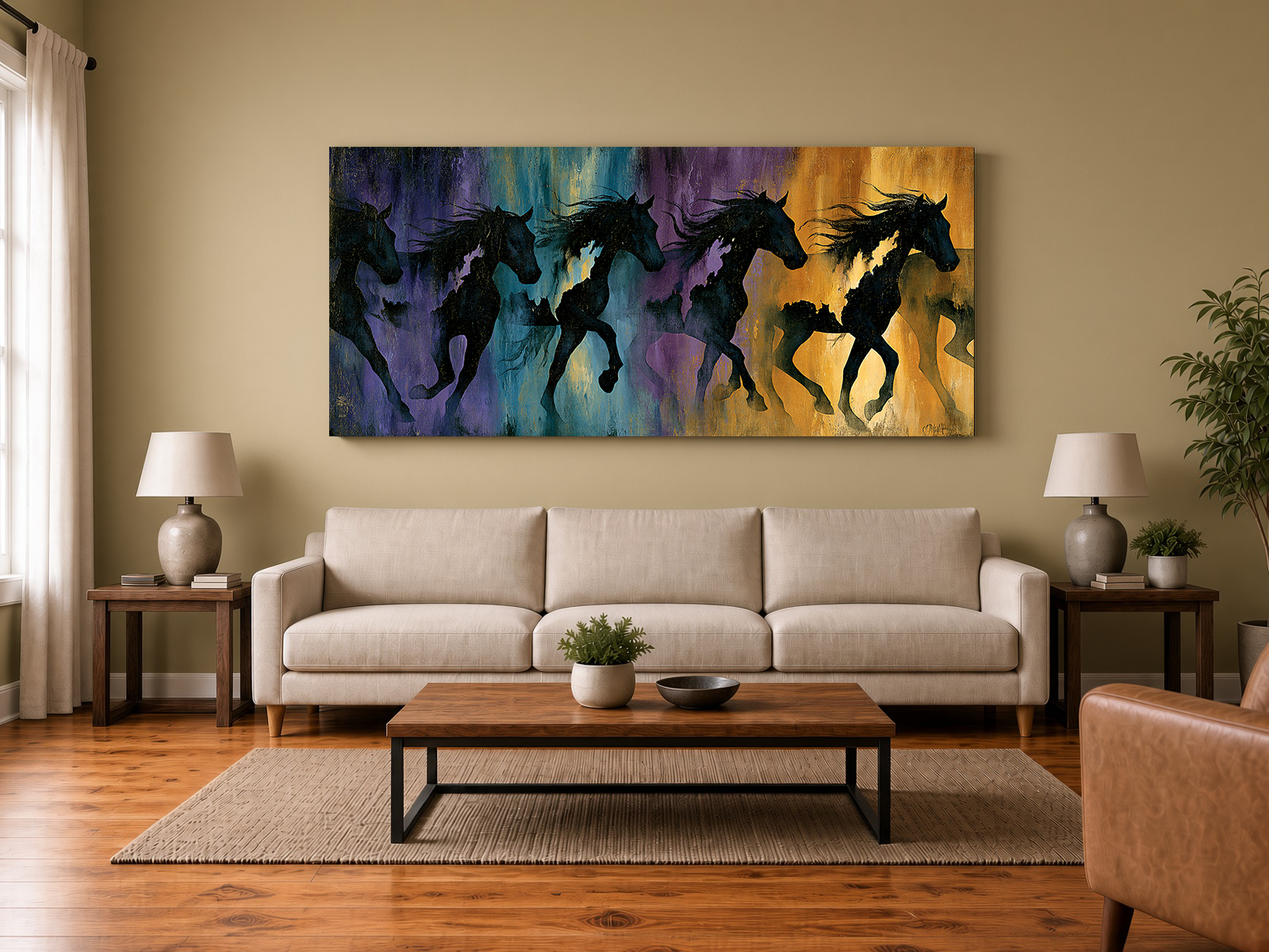 Galloping Horse Silhouettes in a Prism