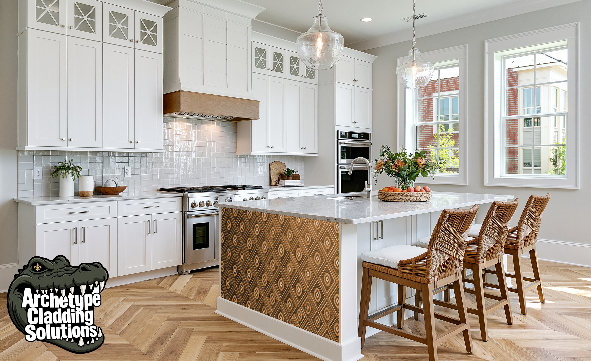 Custom Color Nested Geometric Parquet – Architectural Cladding Panels