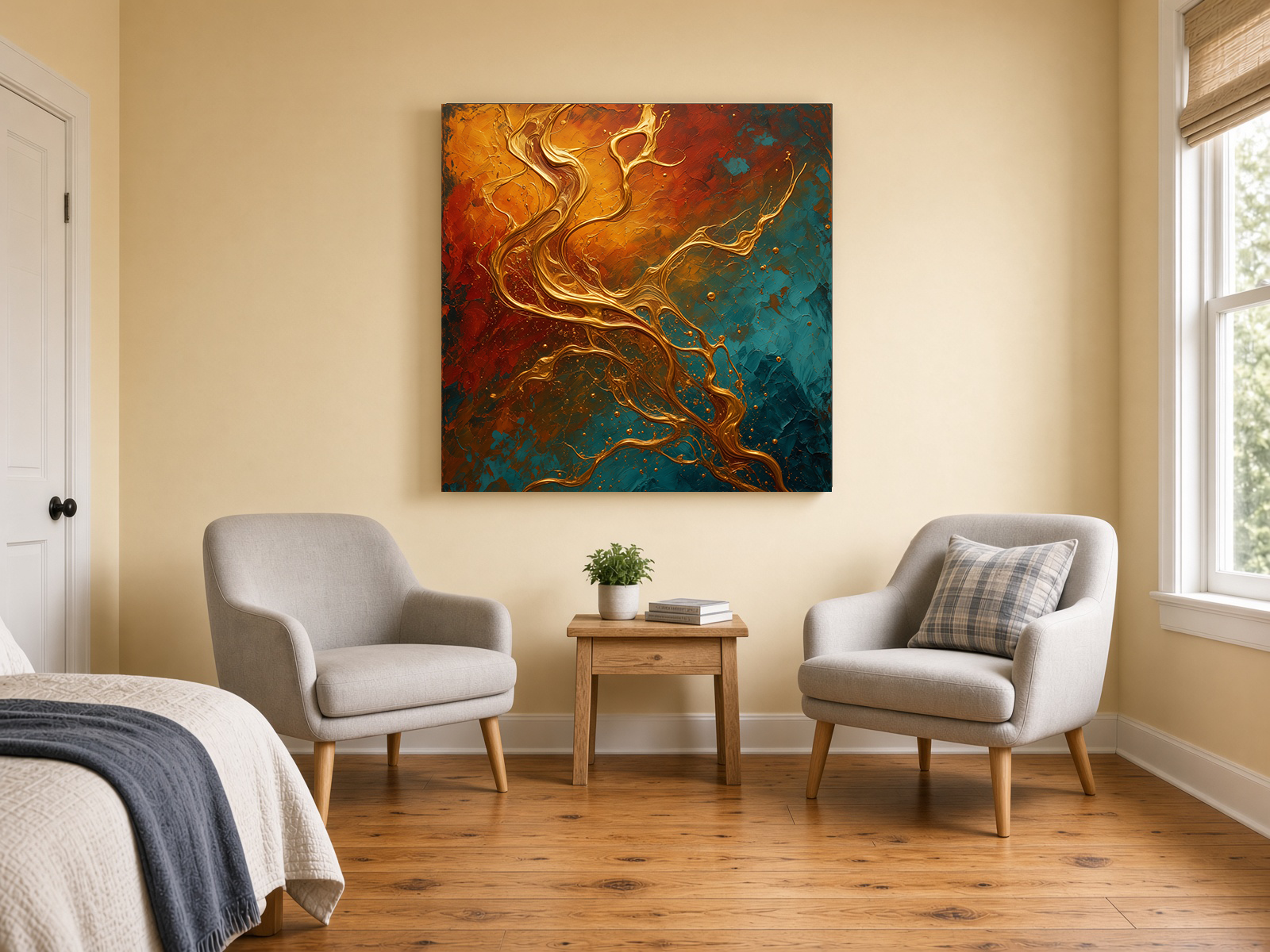 Copper & Teal Fluid Abstract Fine Art Print