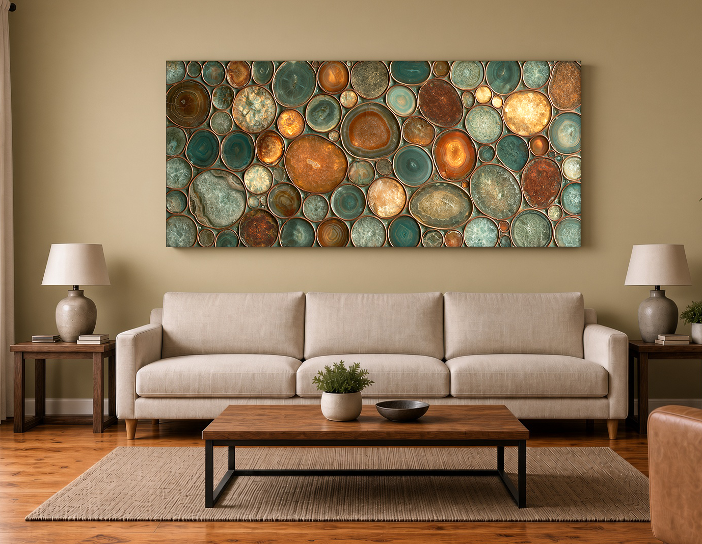 Agate Cross-Section Array: Modern Geological Mosaic Wall Art II