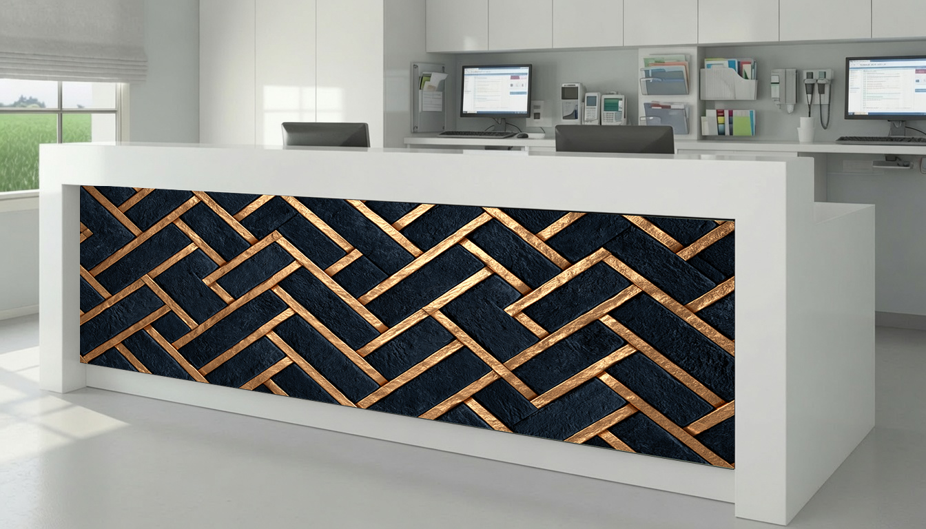 Ebony & Brushed Brass Geometric Chevron – Architectural Cladding Panels