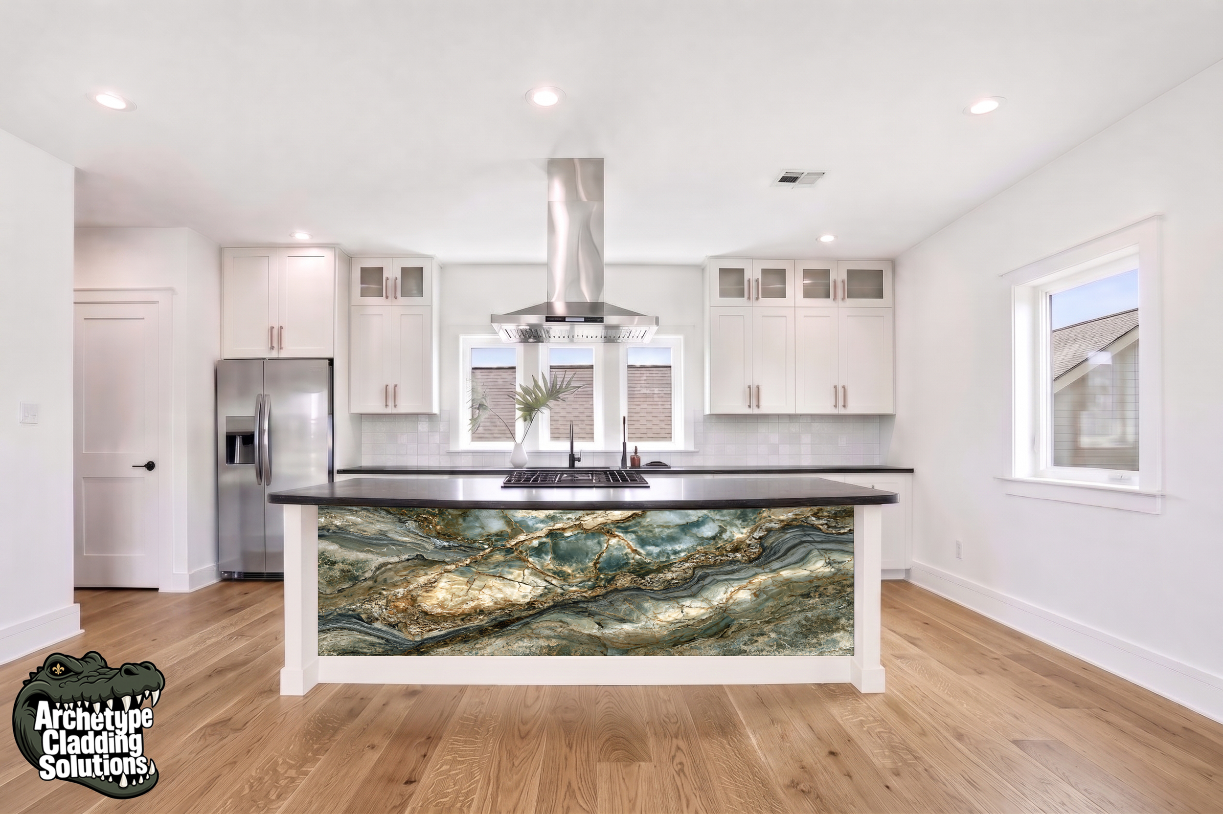 Sage Gold Marble – Architectural Kitchen Island Cladding