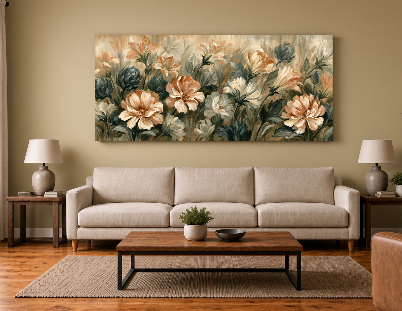 Earthy Botanical Bloom: Painterly Floral Wall Art