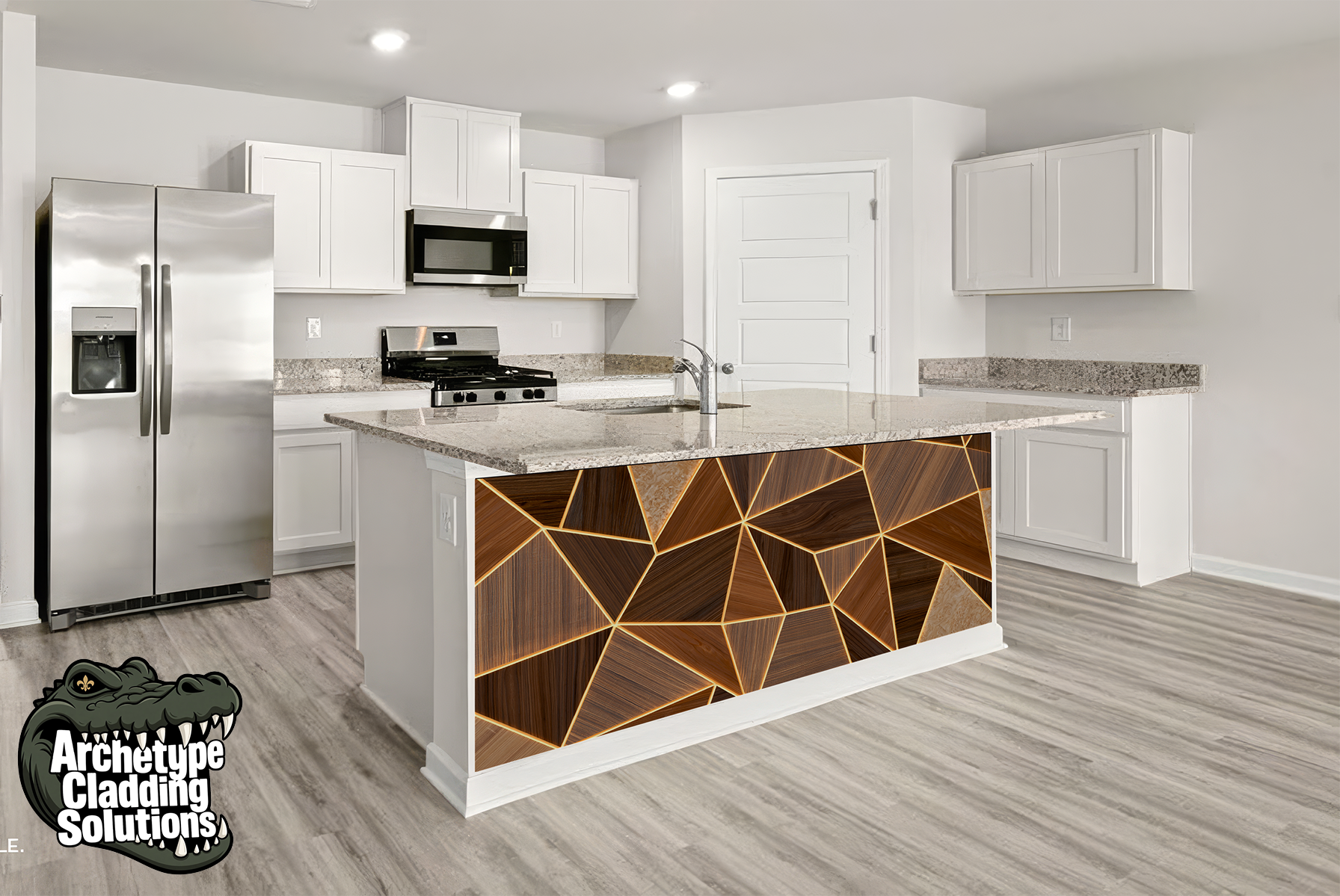 Gold Facet Walnut – Architectural Kitchen Island Cladding