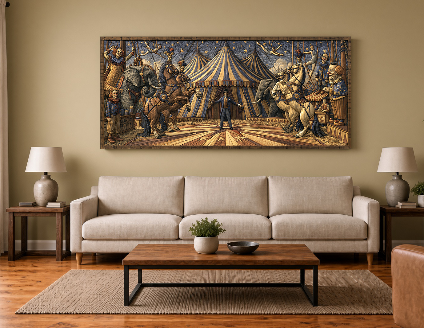 The Big Top: Vintage 1940s Circus Wood Marquetry II
