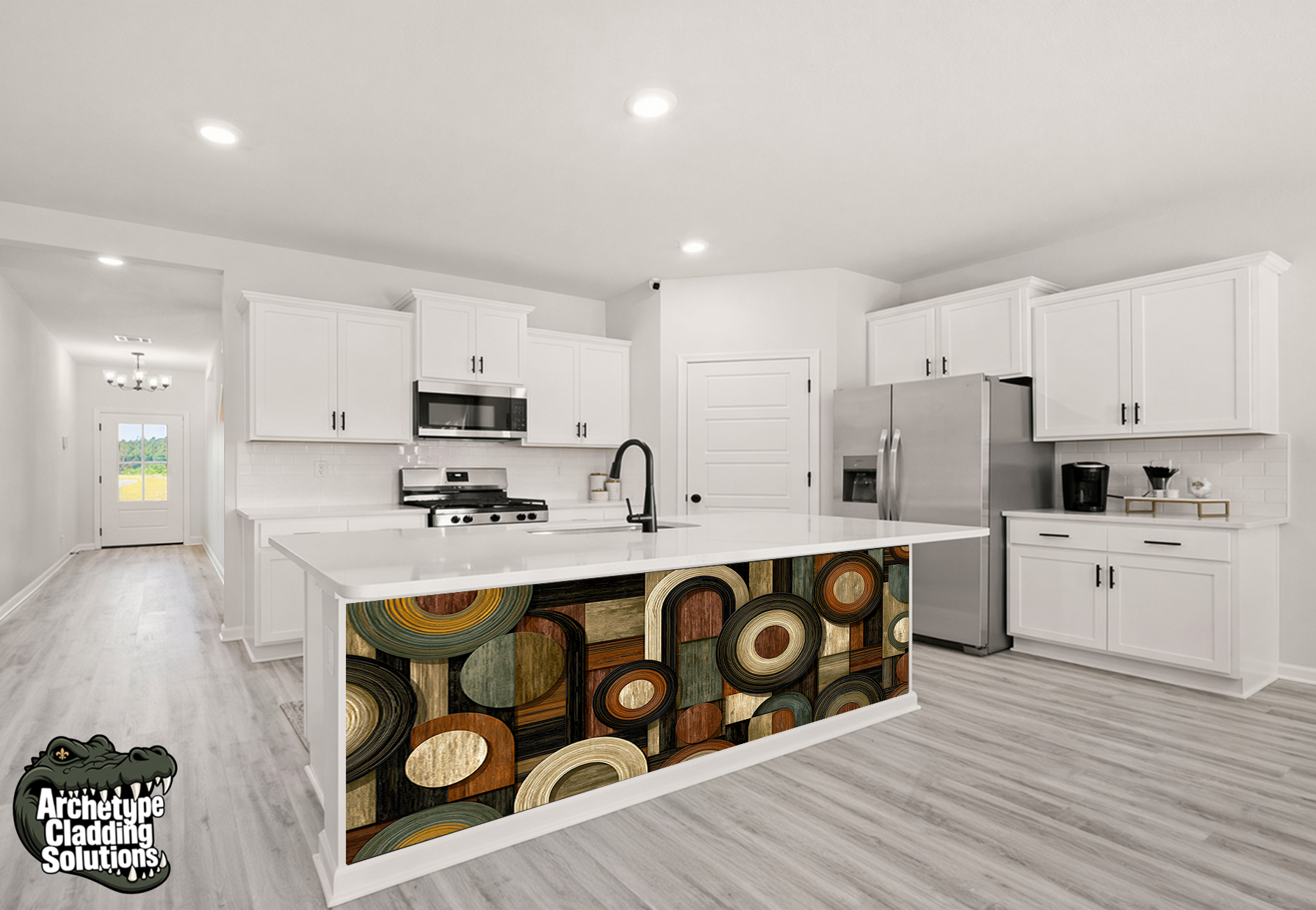 Nested Timber Rings & Arcs – Architectural Kitchen Island Cladding