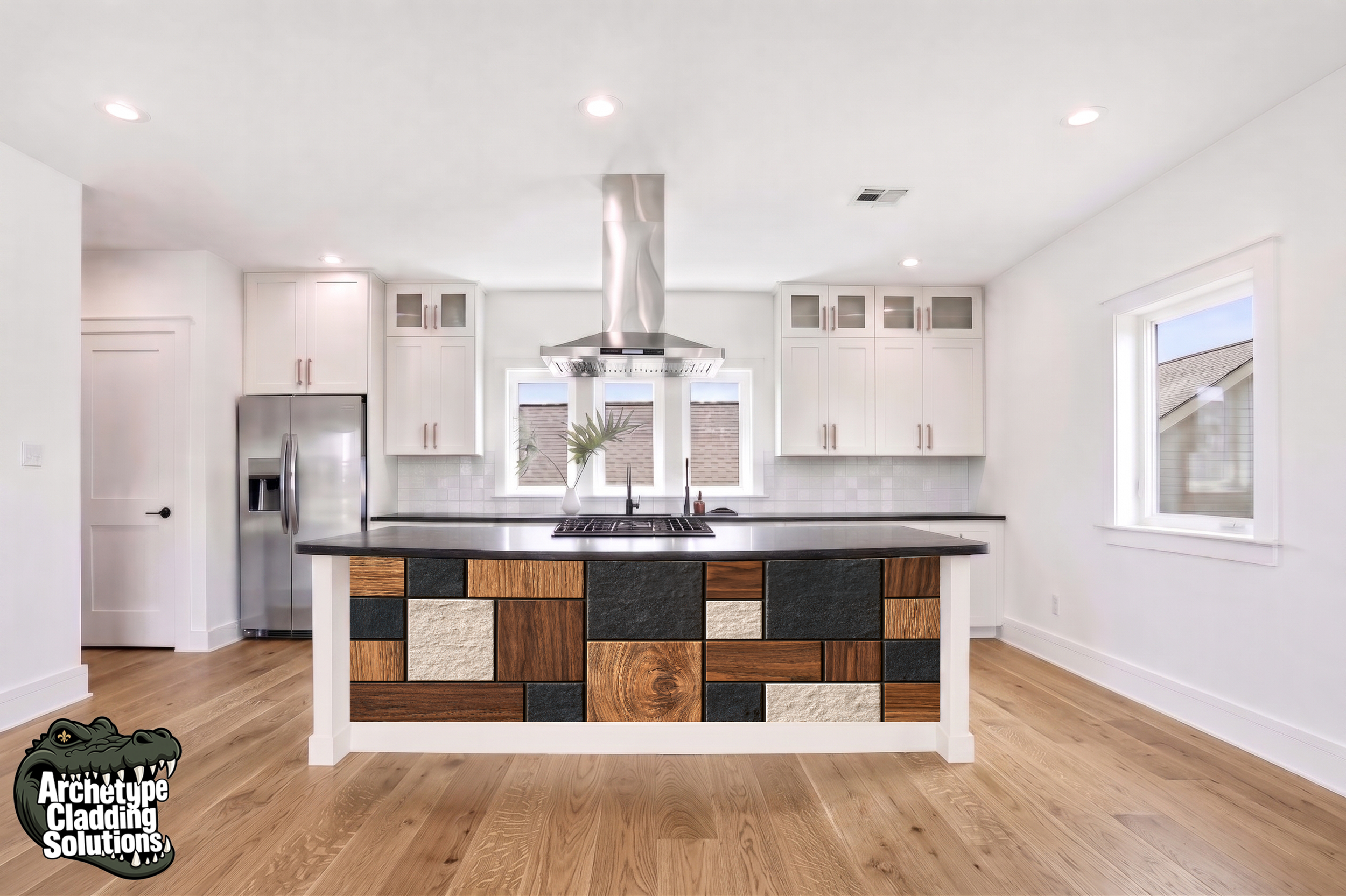 Slate Wood Blocks – Architectural Kitchen Island Cladding
