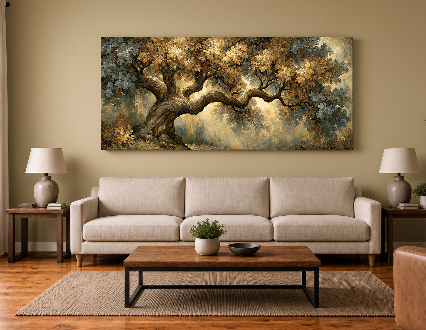 Radiant Amber & Slate Oak Canopy Fine Art Print