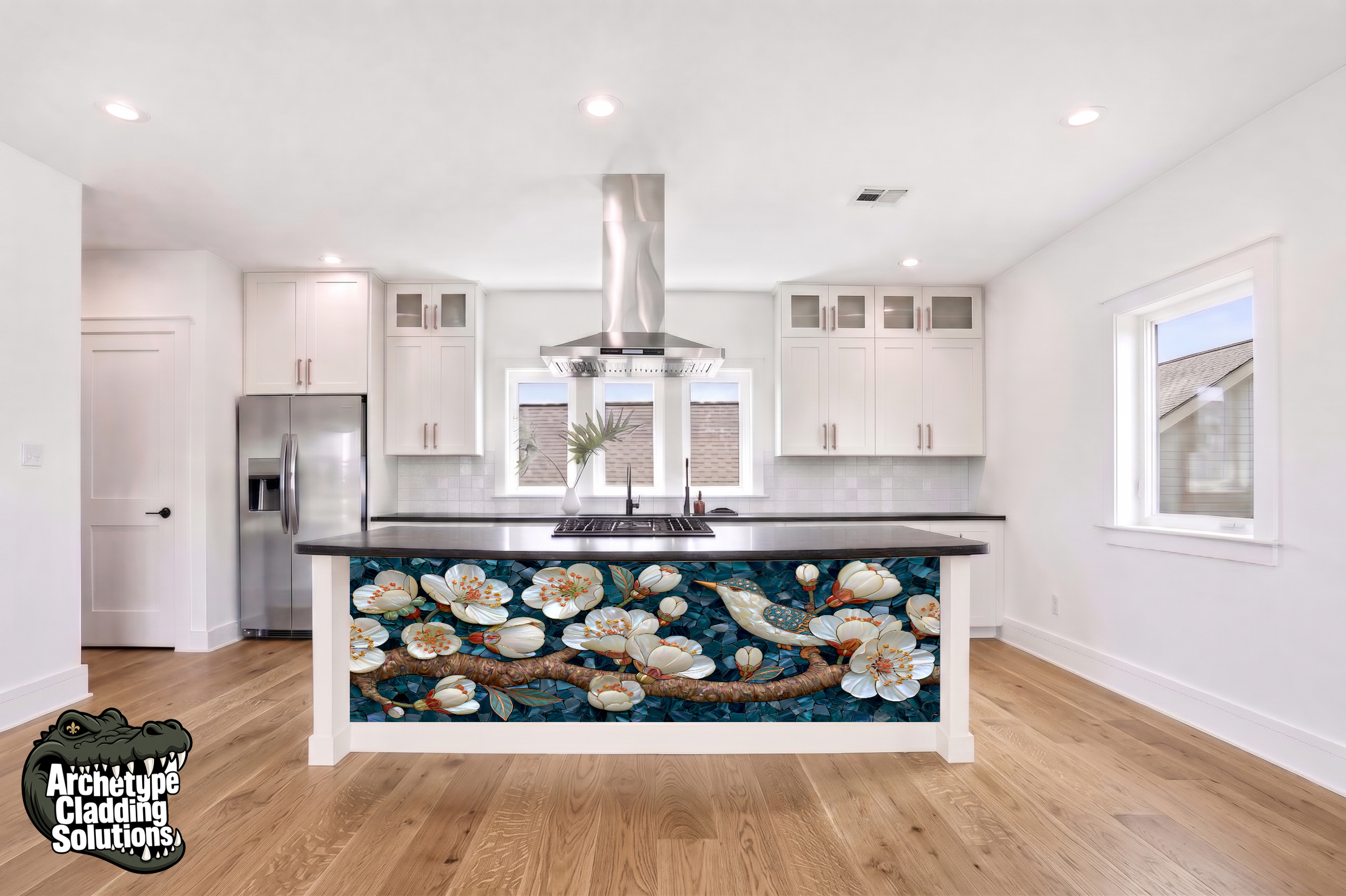 Blossom Branch Mosaic – Architectural Kitchen Island Cladding