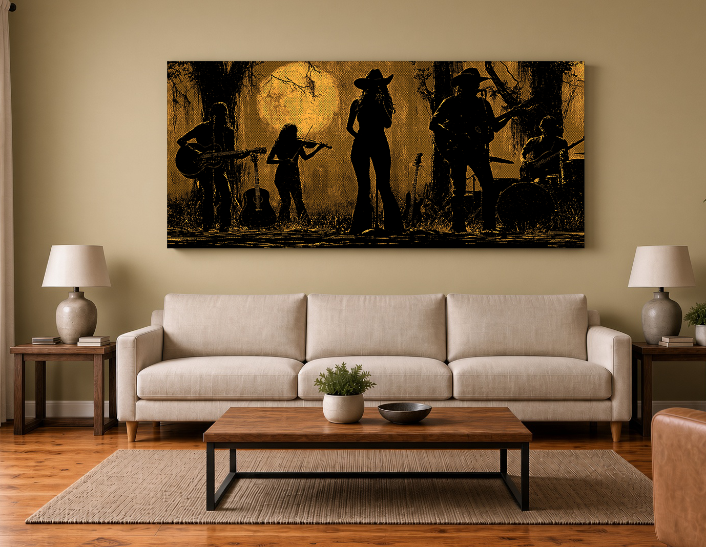 Country Western Band Perforated Silhouette Wall Art Print